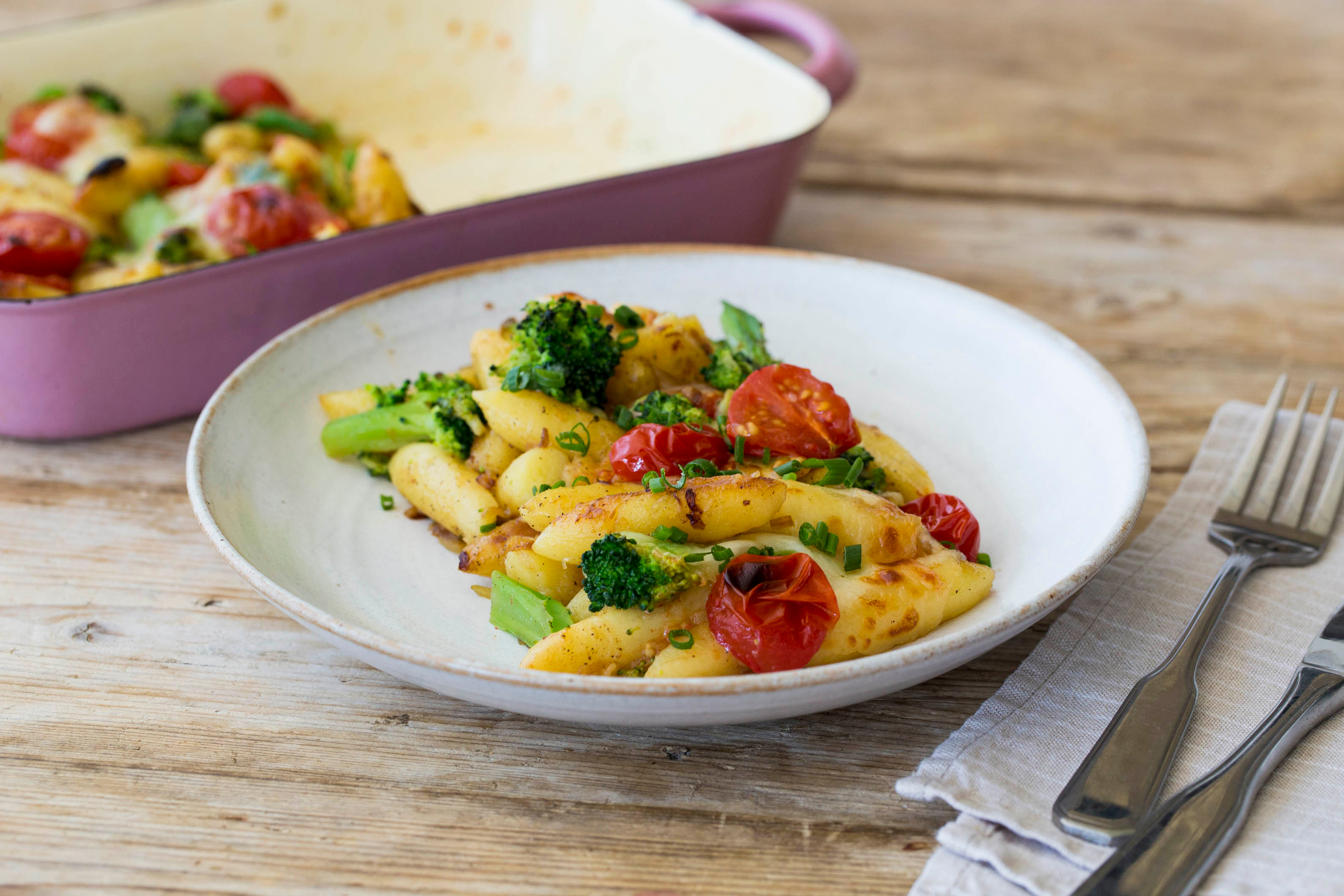 Überbackener Schupfnudel-Auflauf