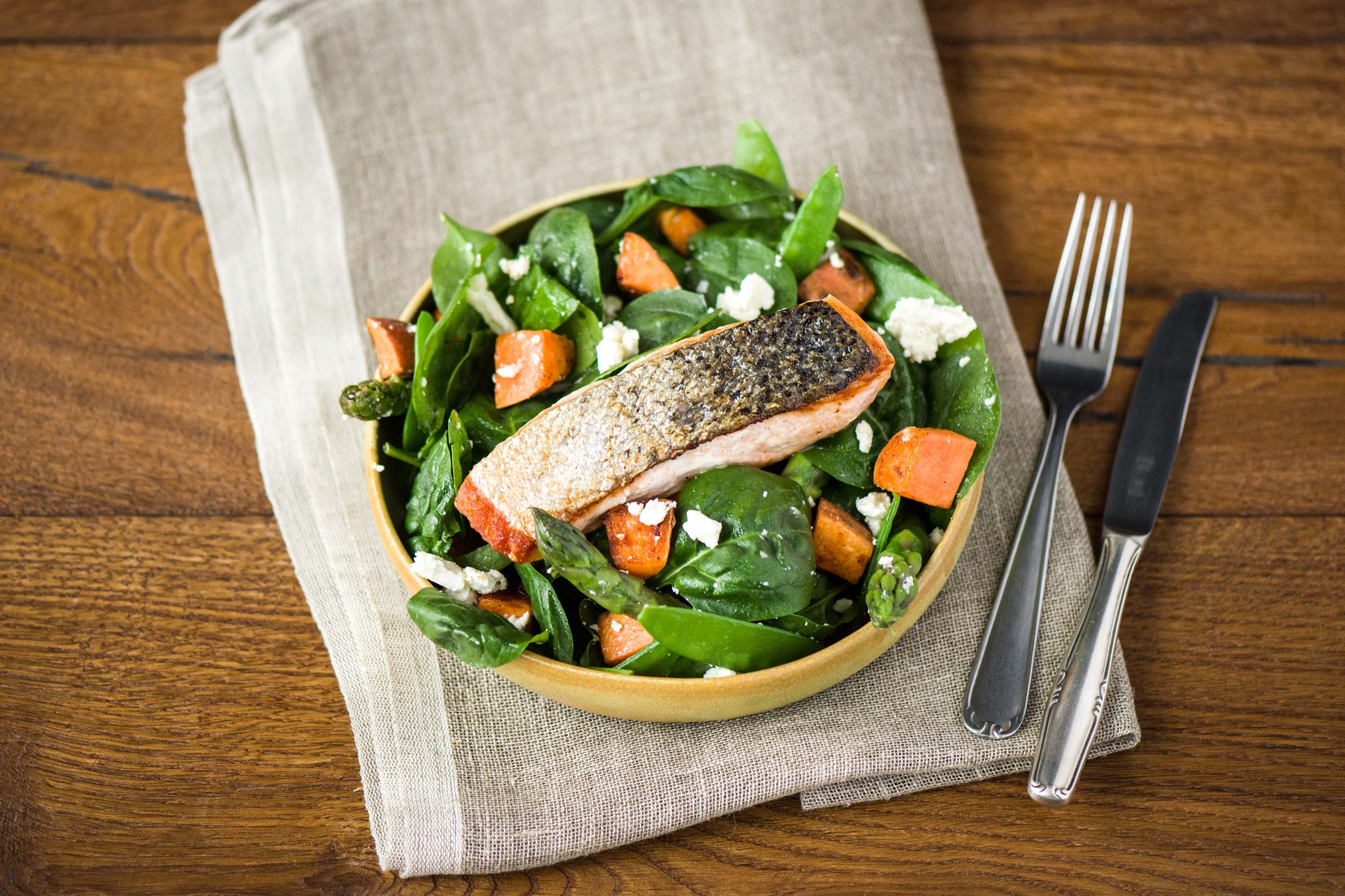 Crispy Skin Salmon with Green Salad