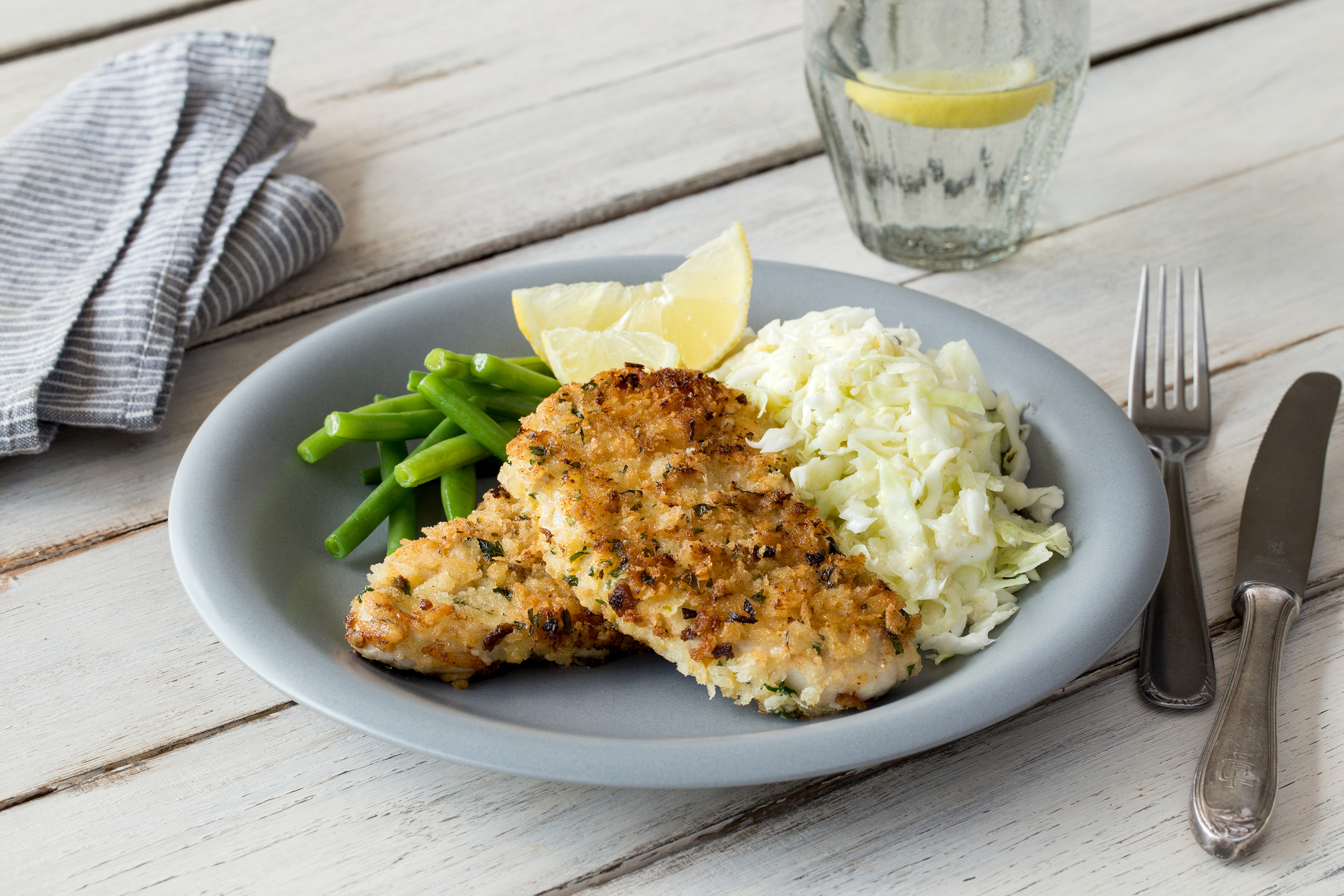 Family Pork Schnitzel with Parmesan Slaw
