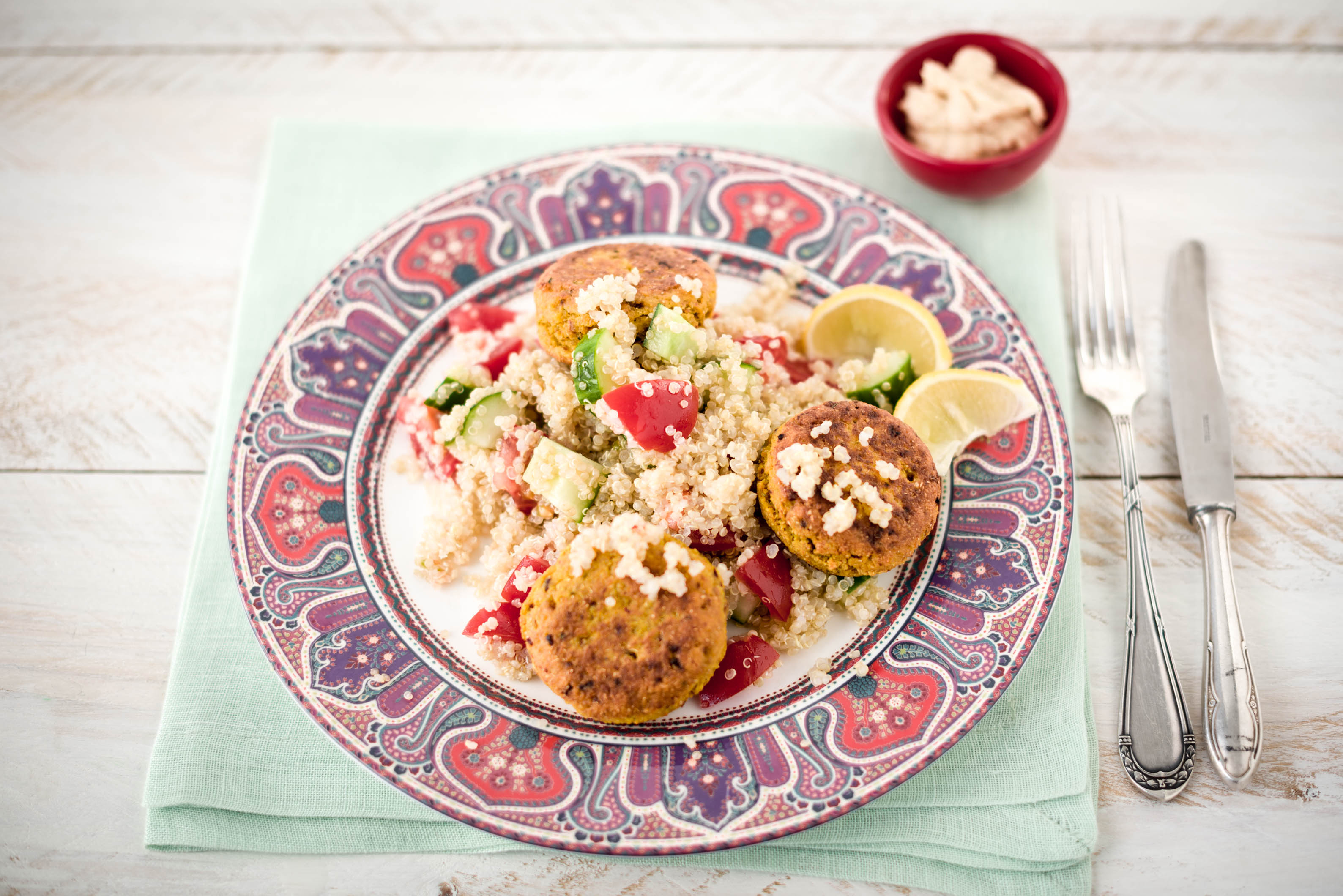Falafels with Quinoa Tabbouleh