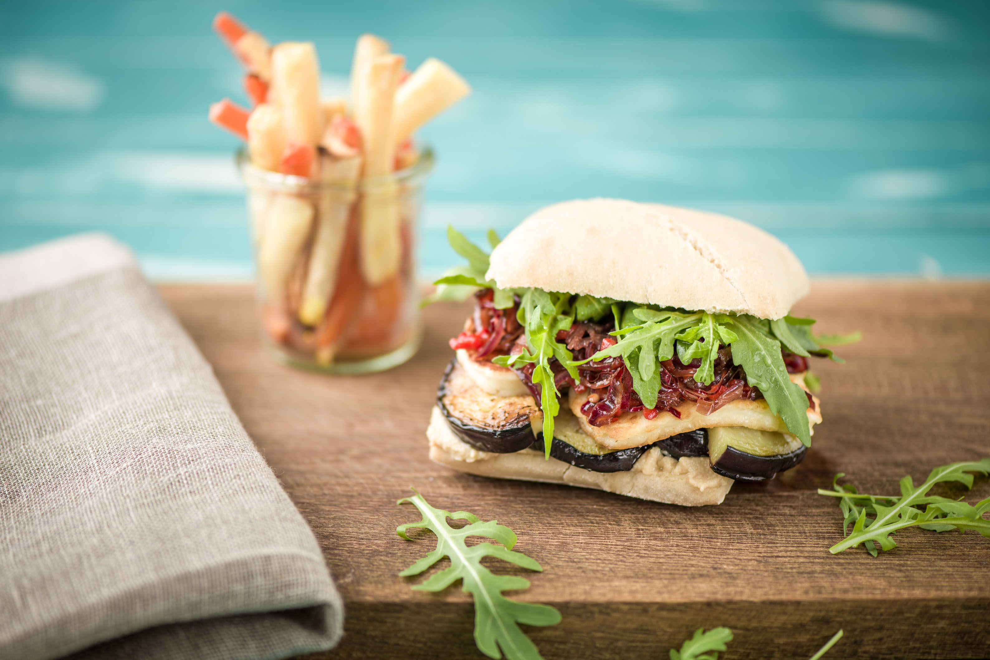 Halloumi-Auberginen Burger