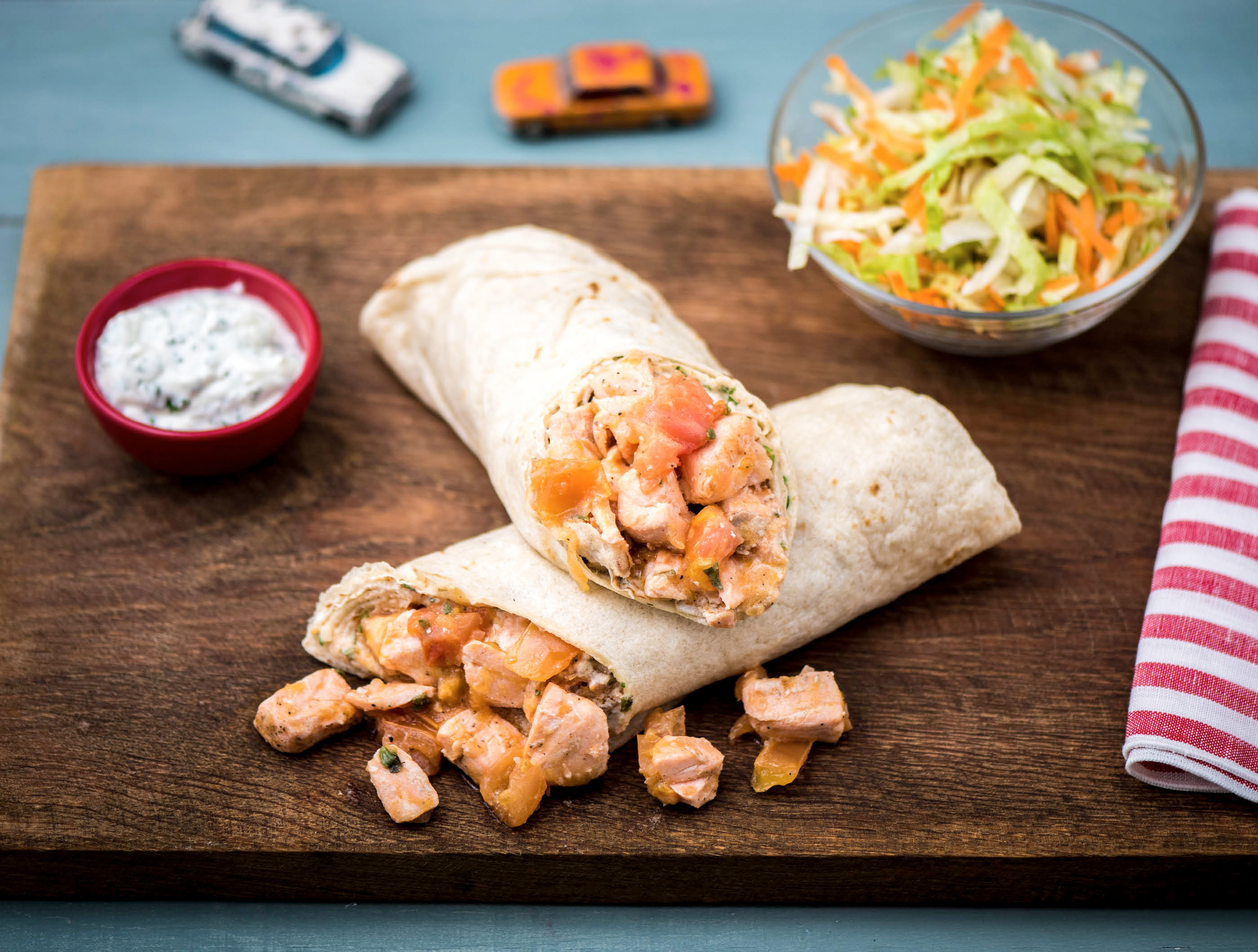 Wraps met zalm en groenten