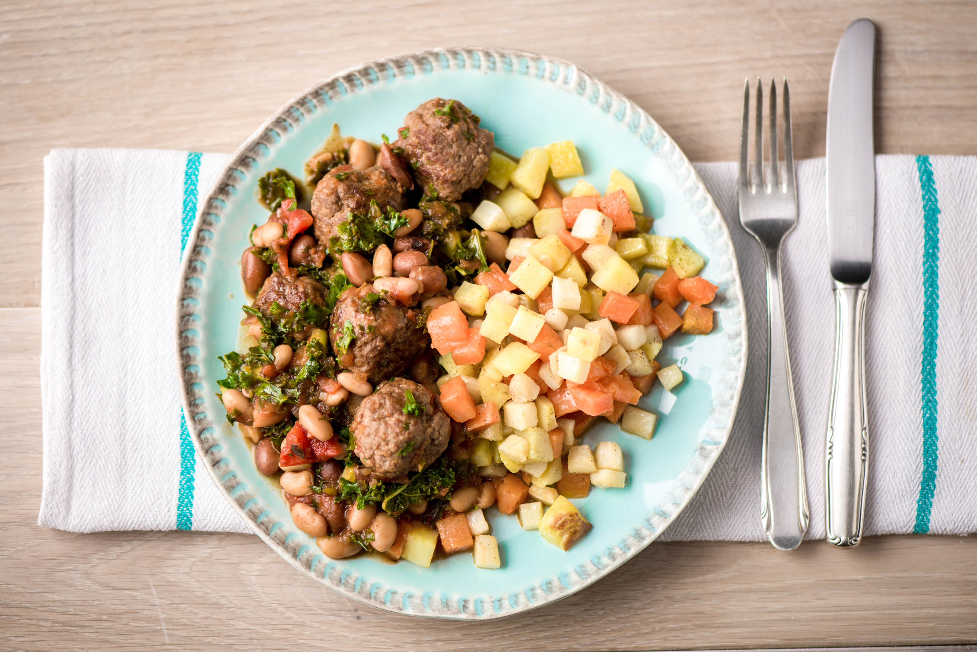 Meatballs with Roasted Root Vegetables