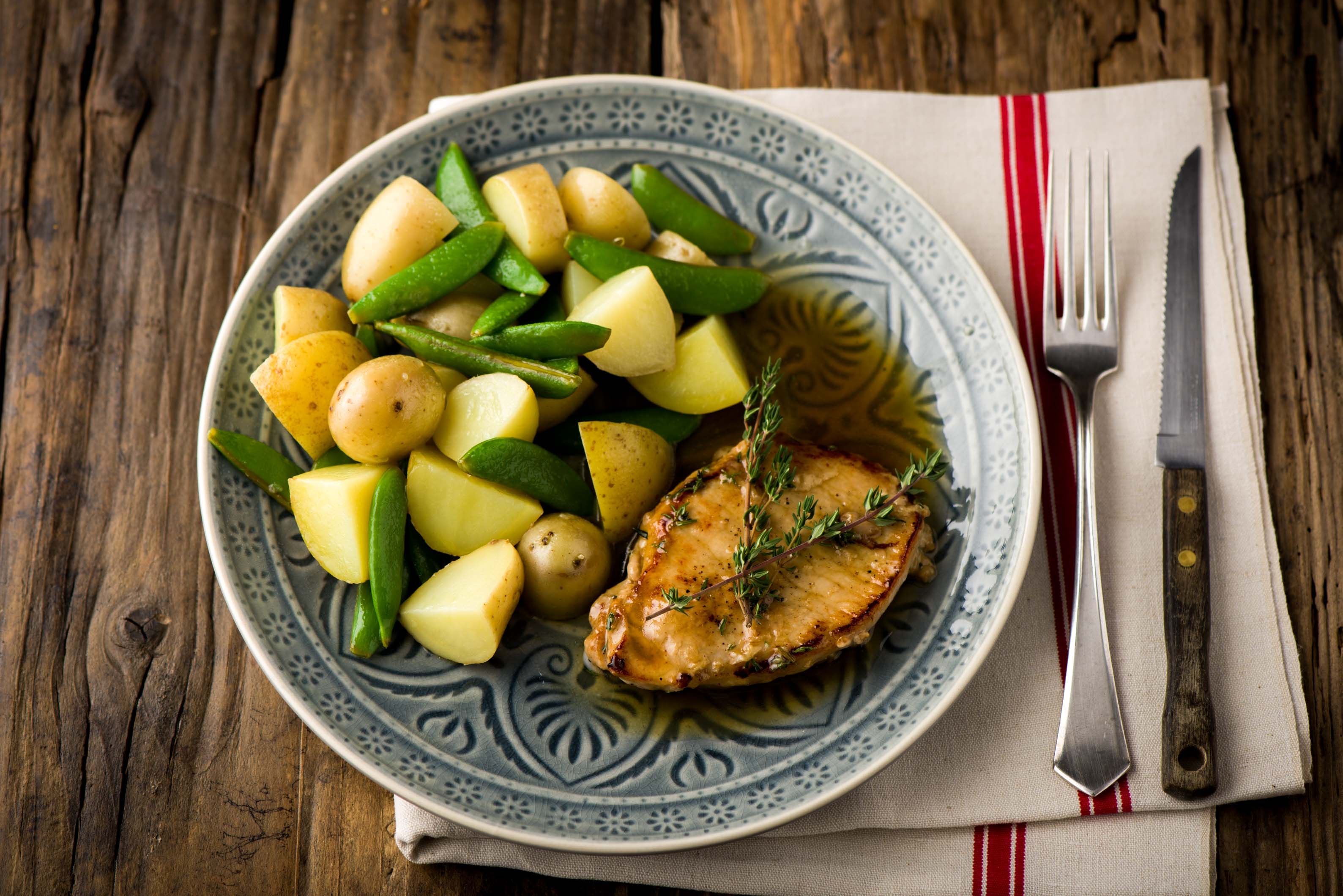 Honey Thyme Pork with Lemon Potatoes