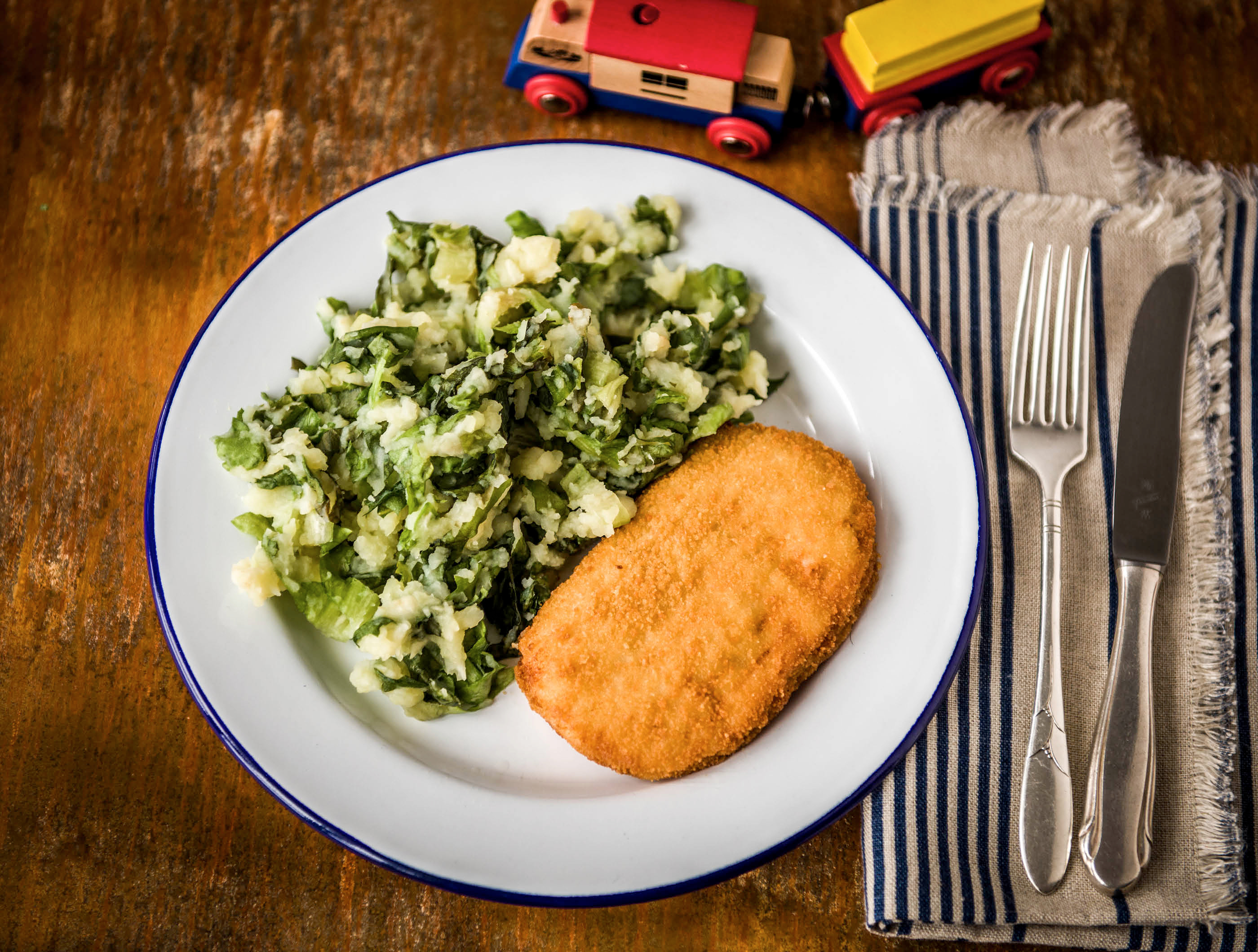 Andijviestamppot met champignon cordon bleu