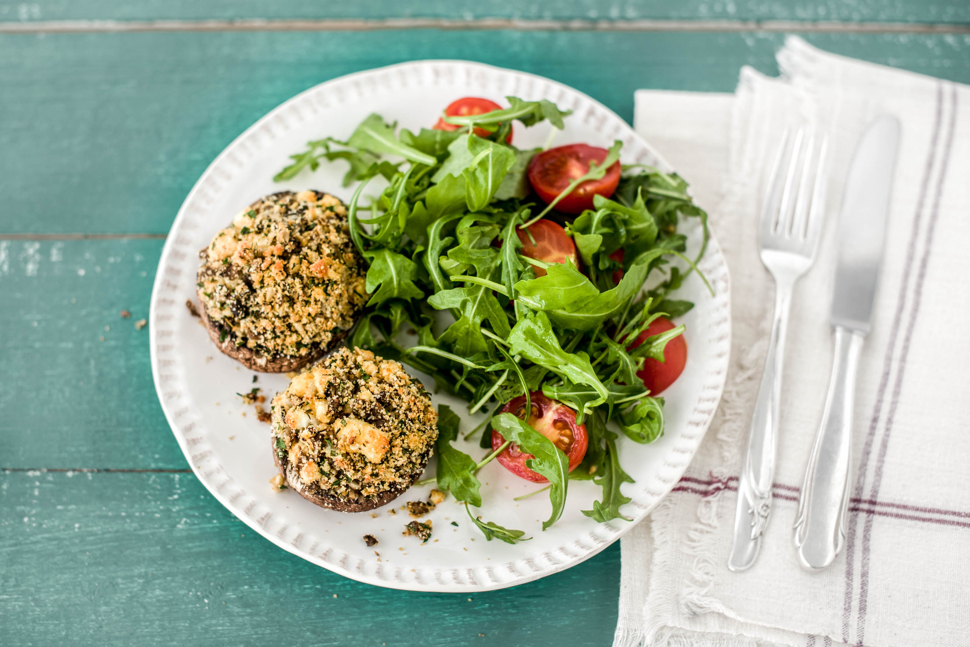 Stuffed Mushrooms with Garden Salad
