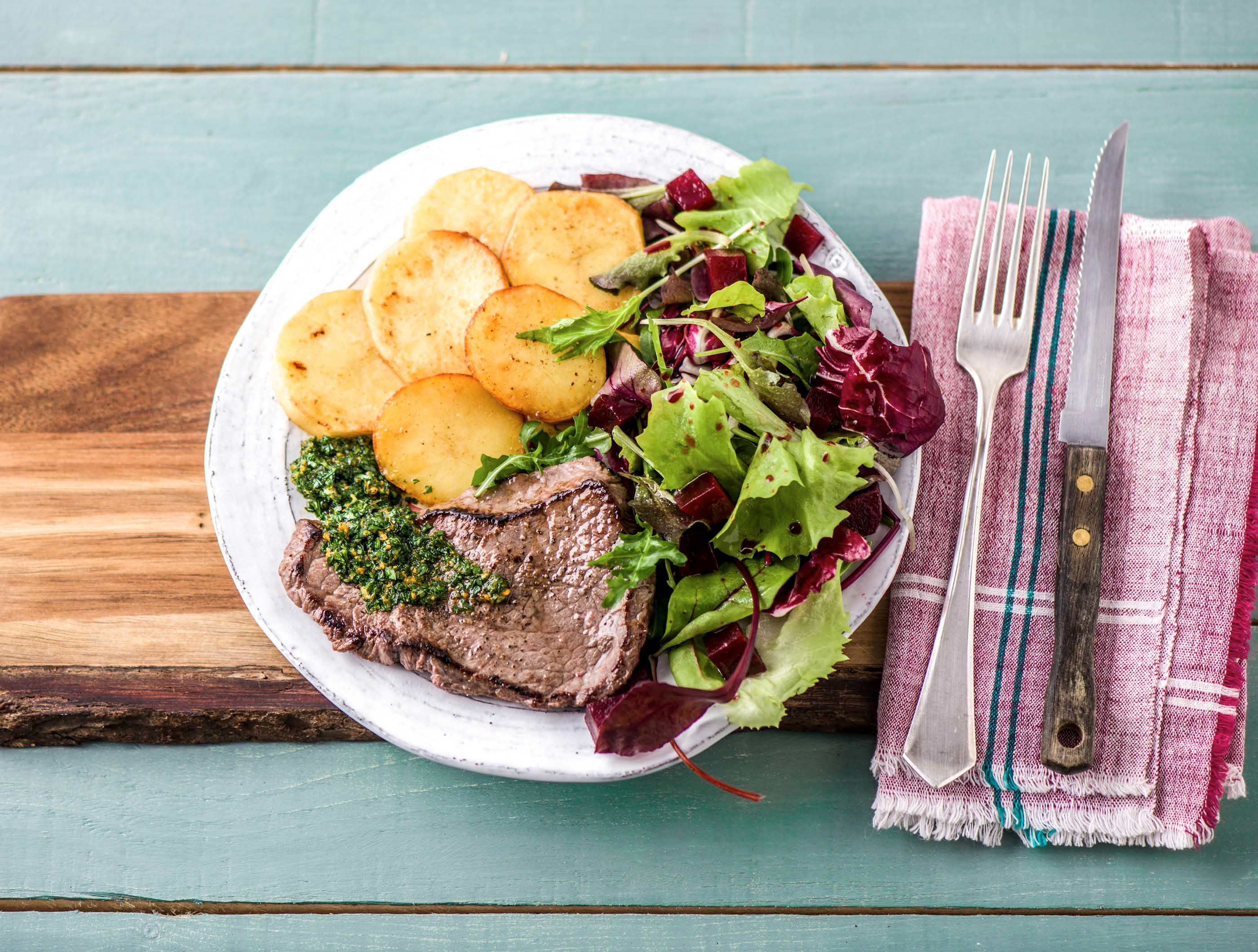 Biefstuk met gremolata en frisse salade