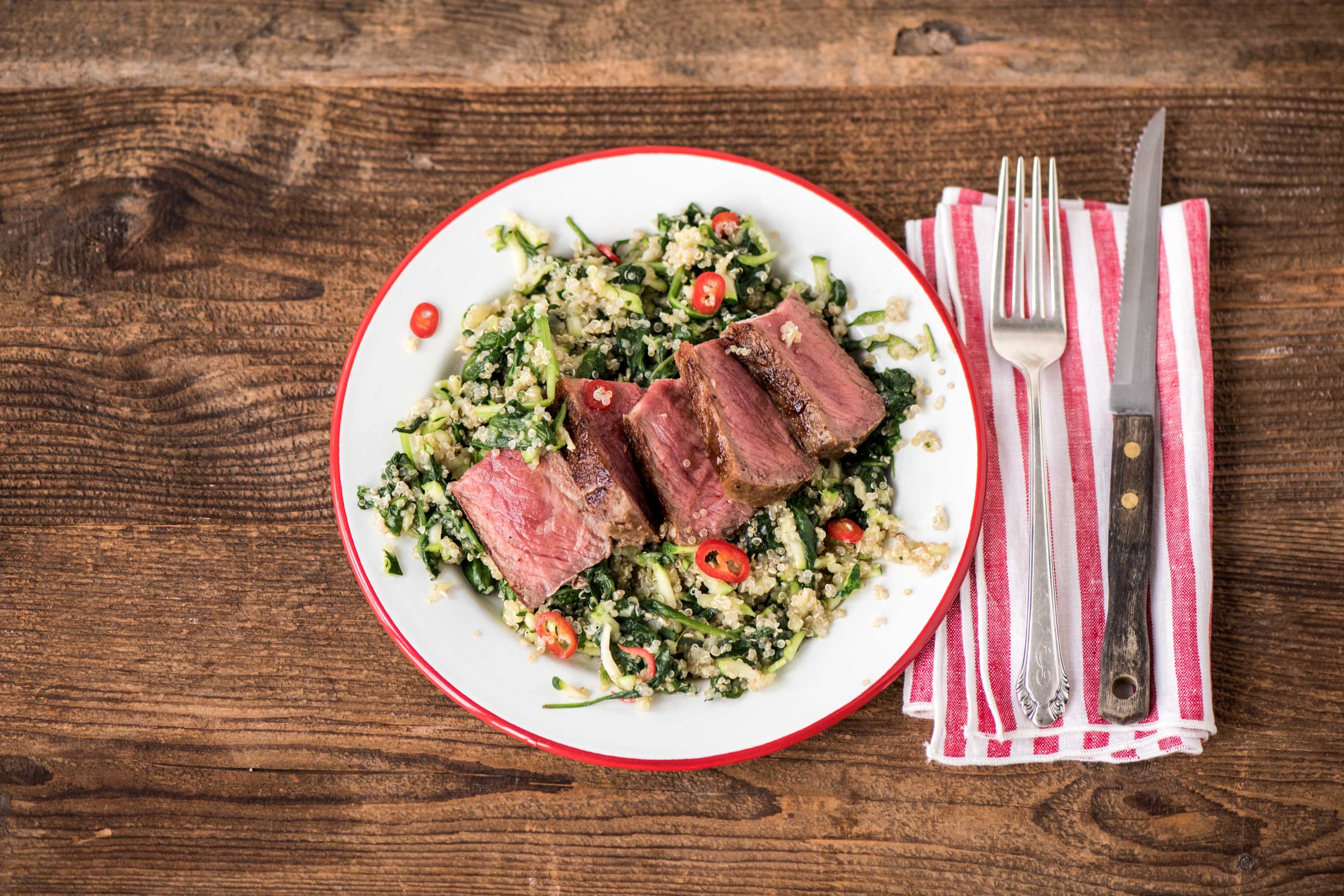 Grilled Steak with Green Quinoa