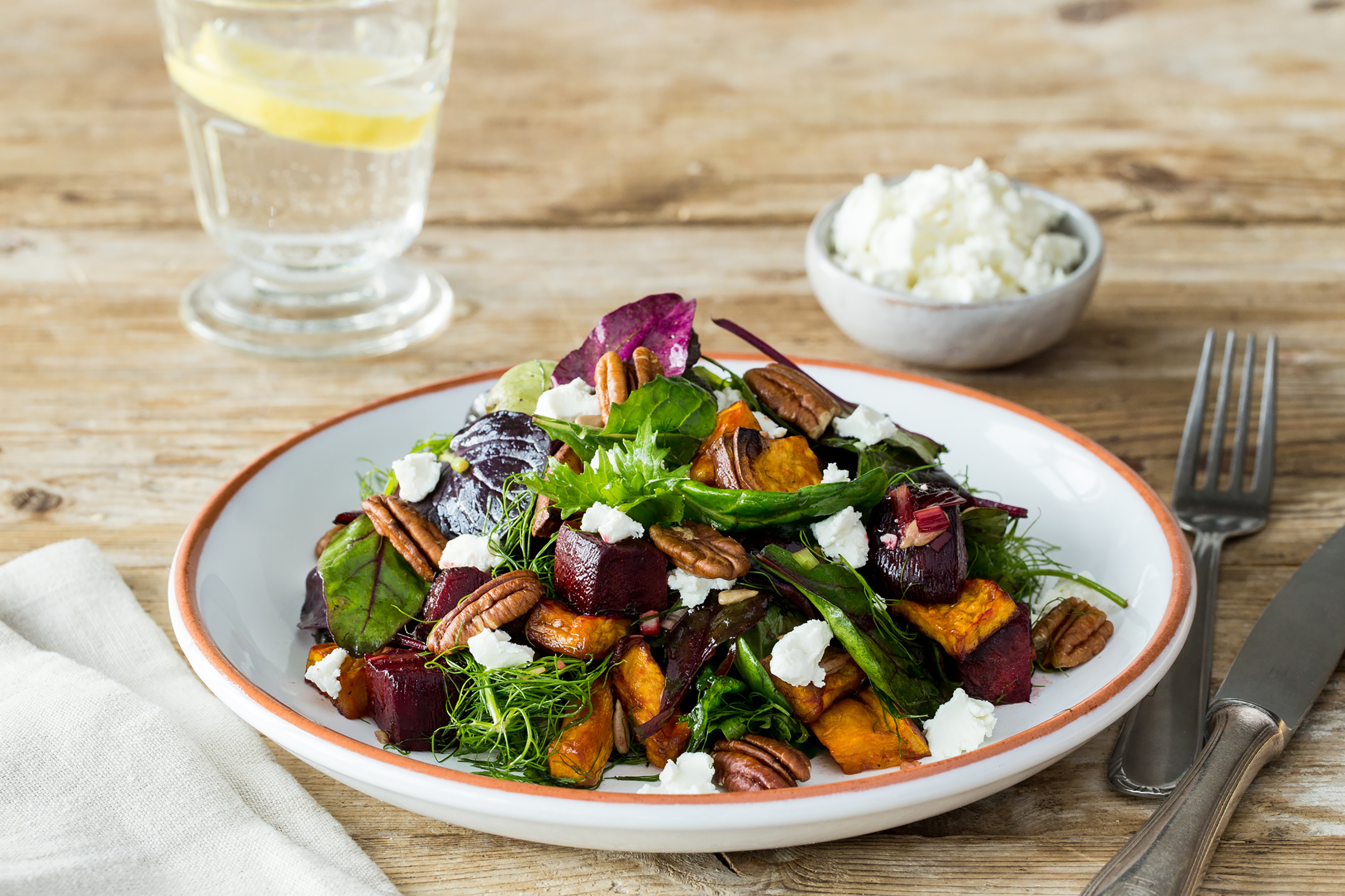 Roast Vegetable, Pecan & Goat Cheese Salad