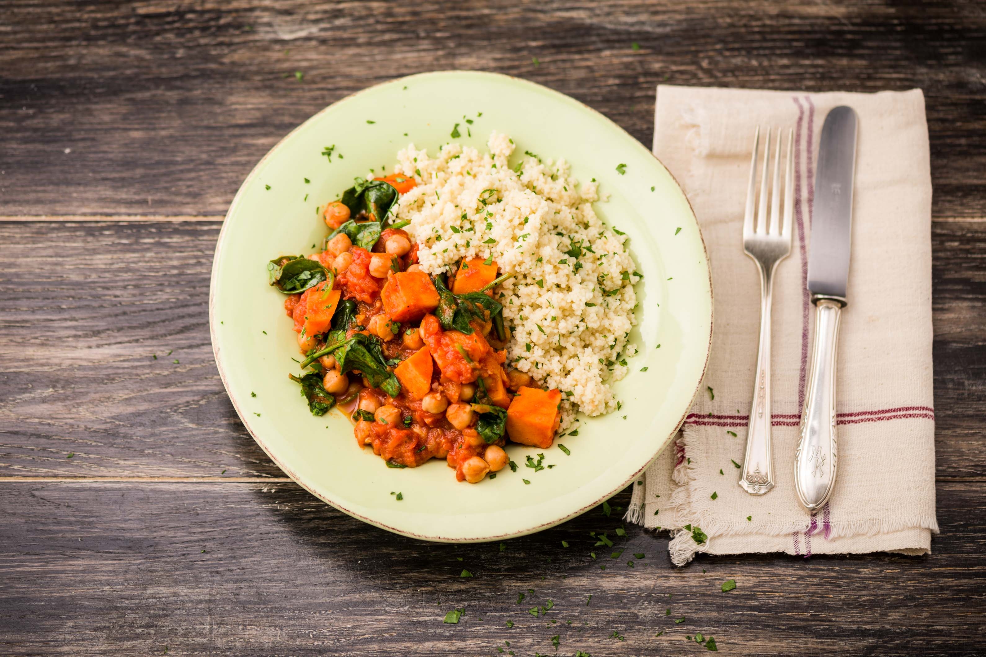 Moroccan Chickpea & Sweet Potato Tagine
