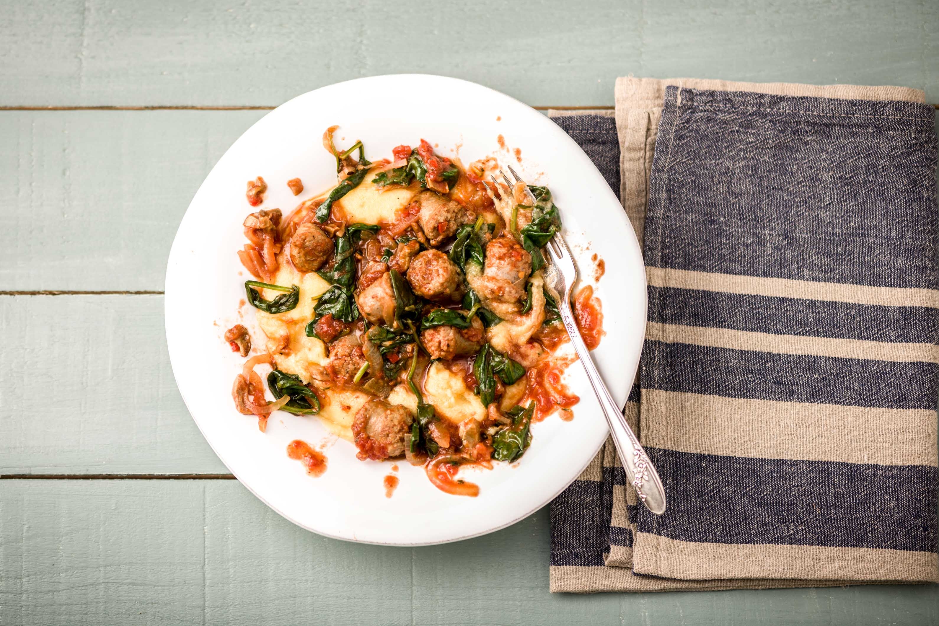 Italian Sausage Stew with Cheesy Polenta