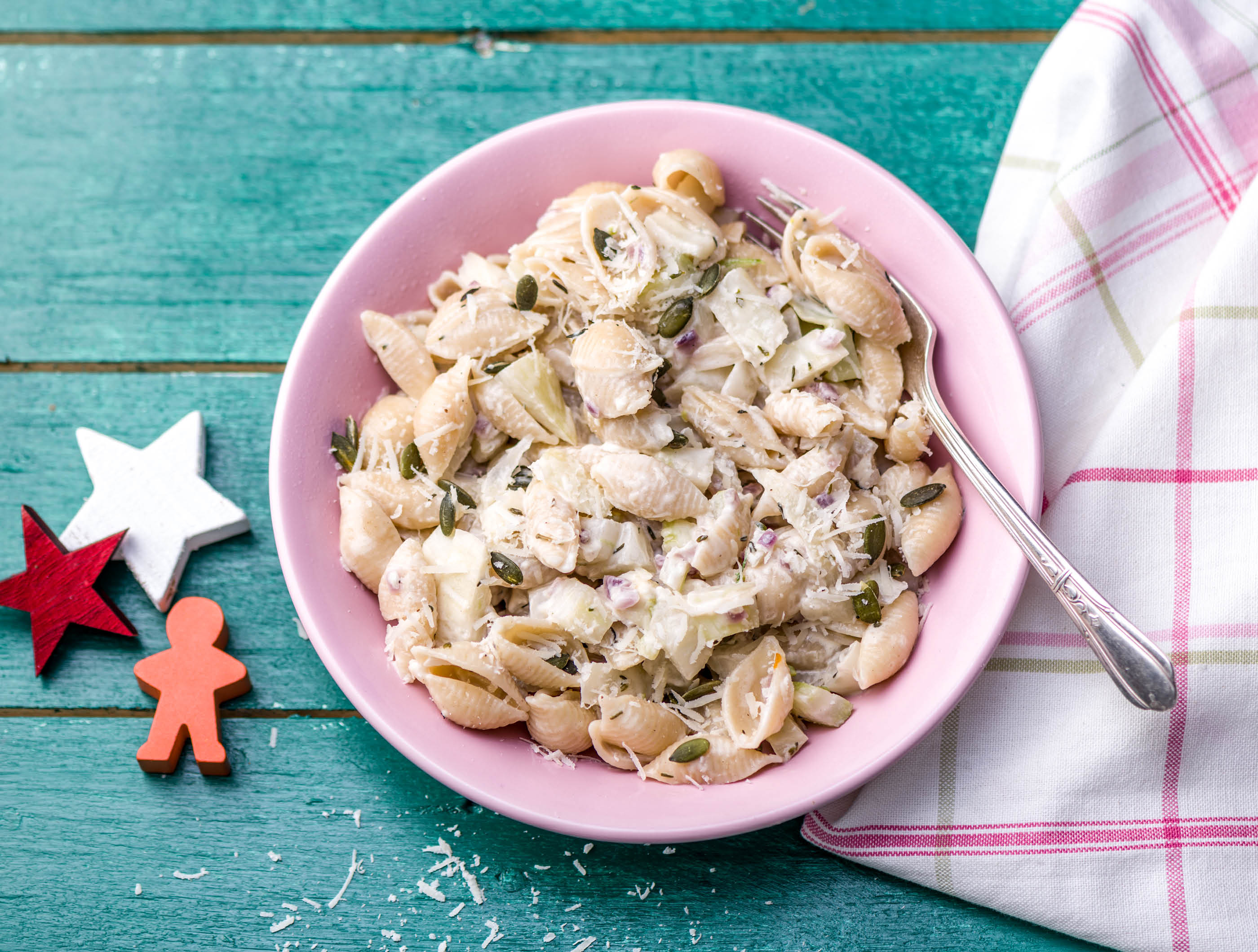 Schelpjespasta met venkel en grana padano