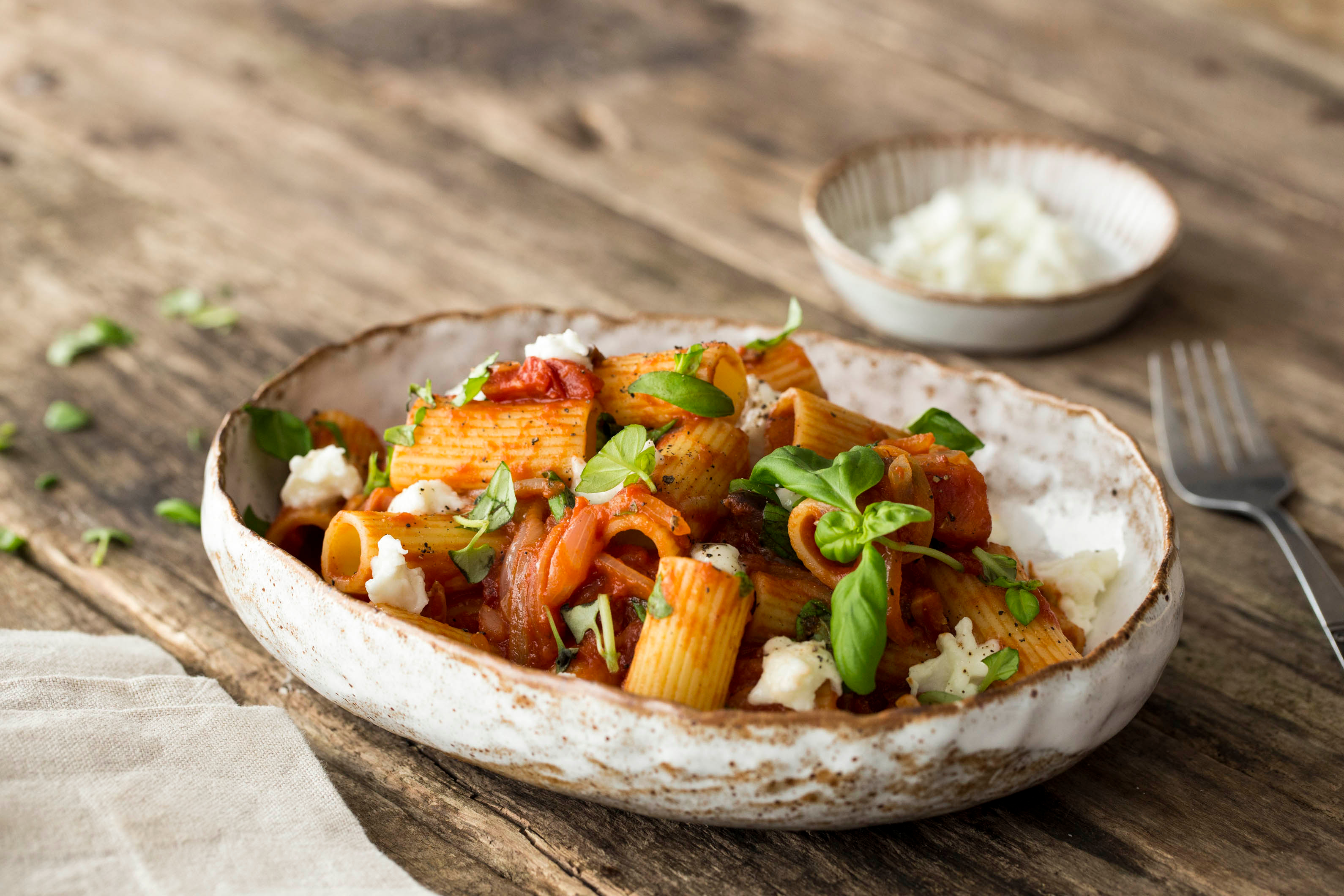 Rigatoni Caprese with Olives and Mozzarella