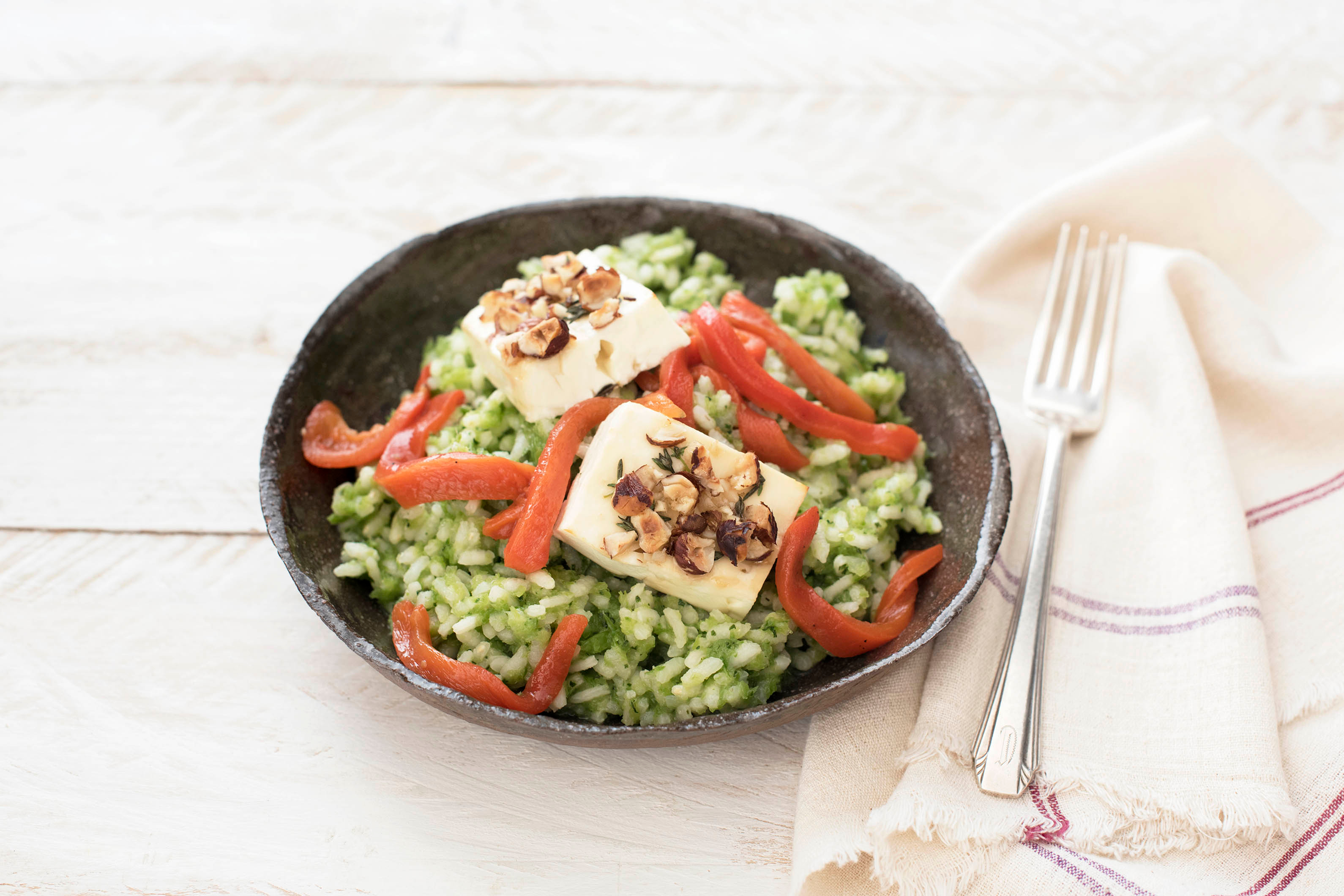 Zuckerschoten-Minz-Risotto