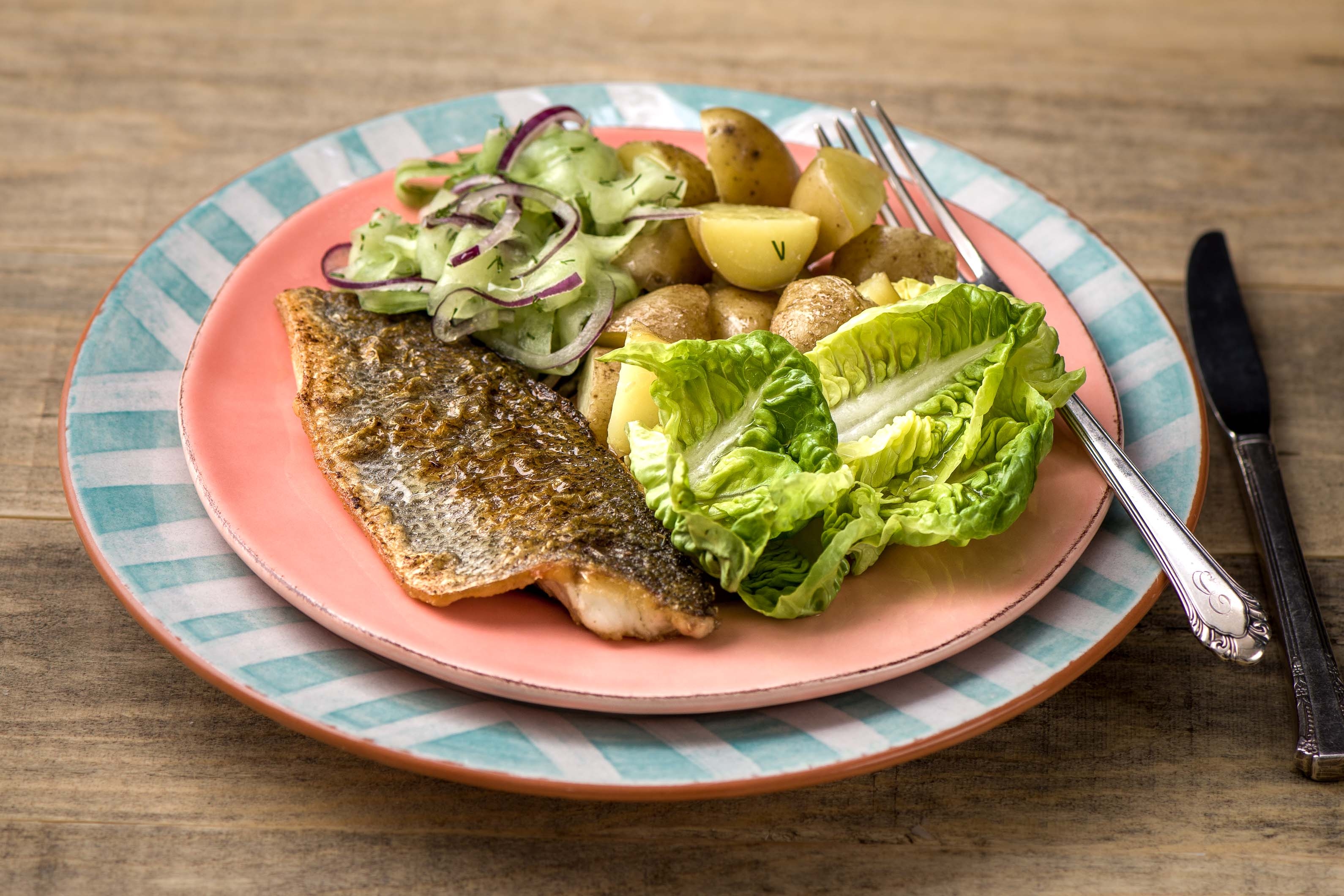 Pan Seared Sea Bass with New Potatoes