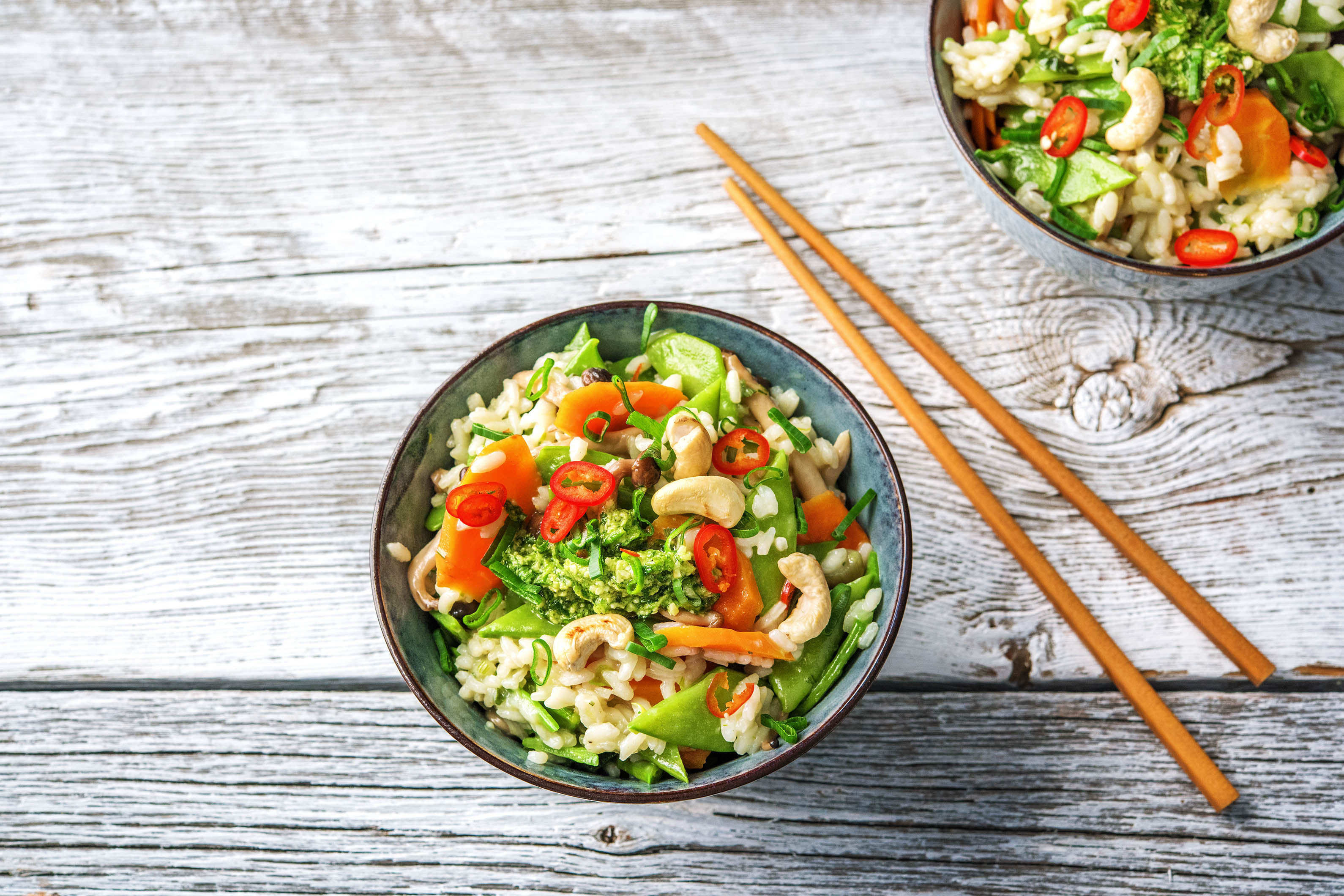 Asiatisches Risotto mit Buchenpilzen