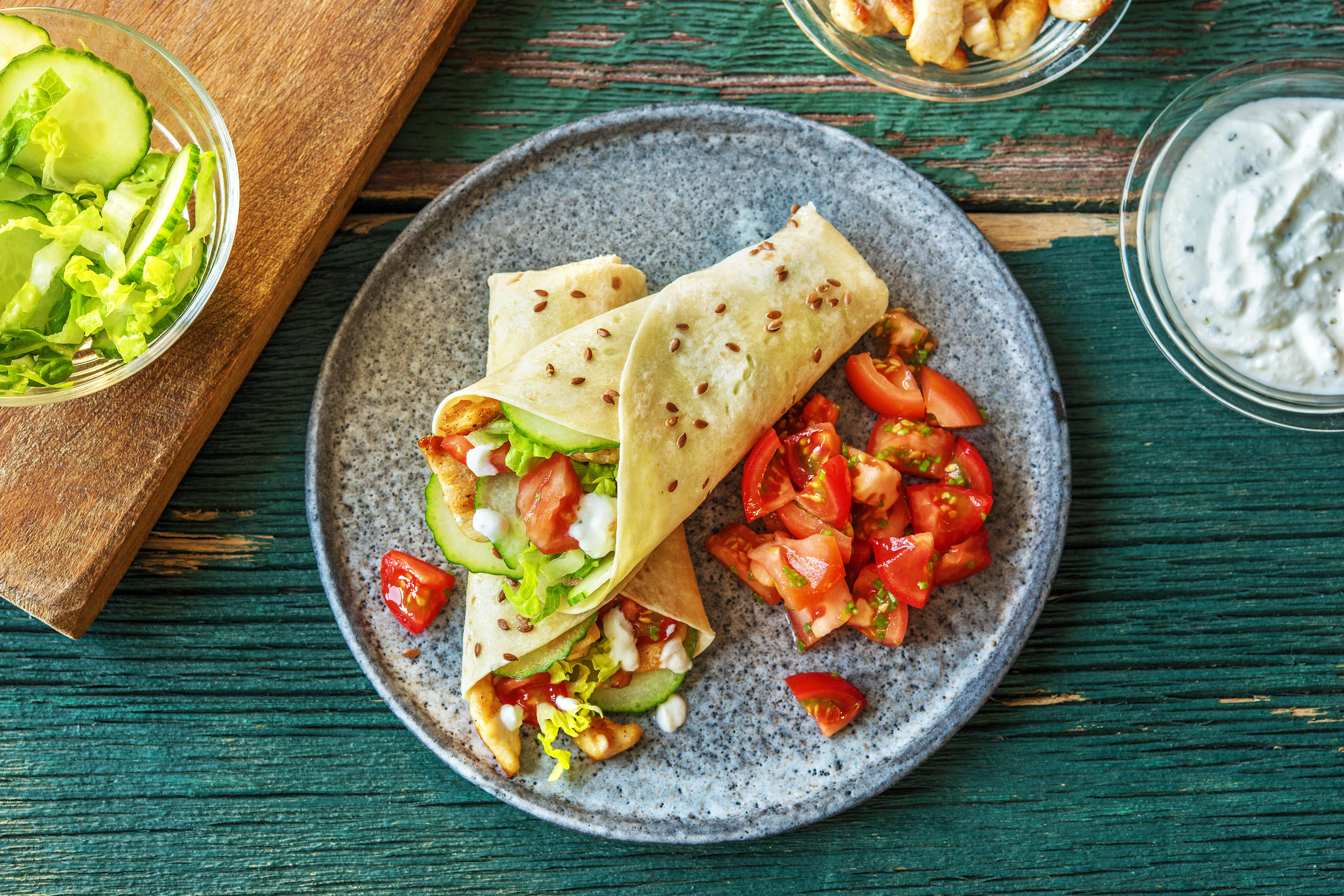 Leichte Poulet-Wraps