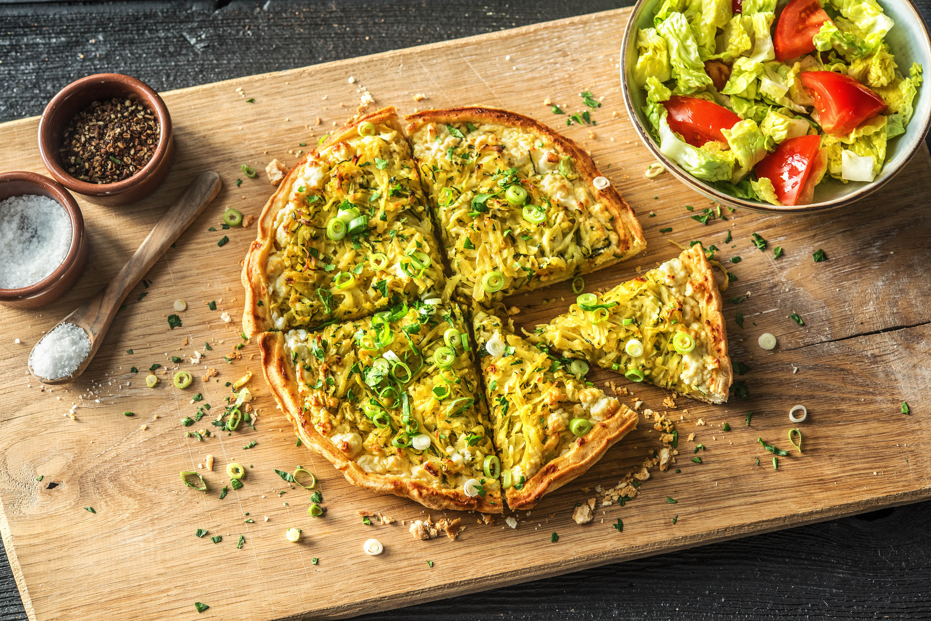 Knusprige Kartoffel-Zucchini Quiche