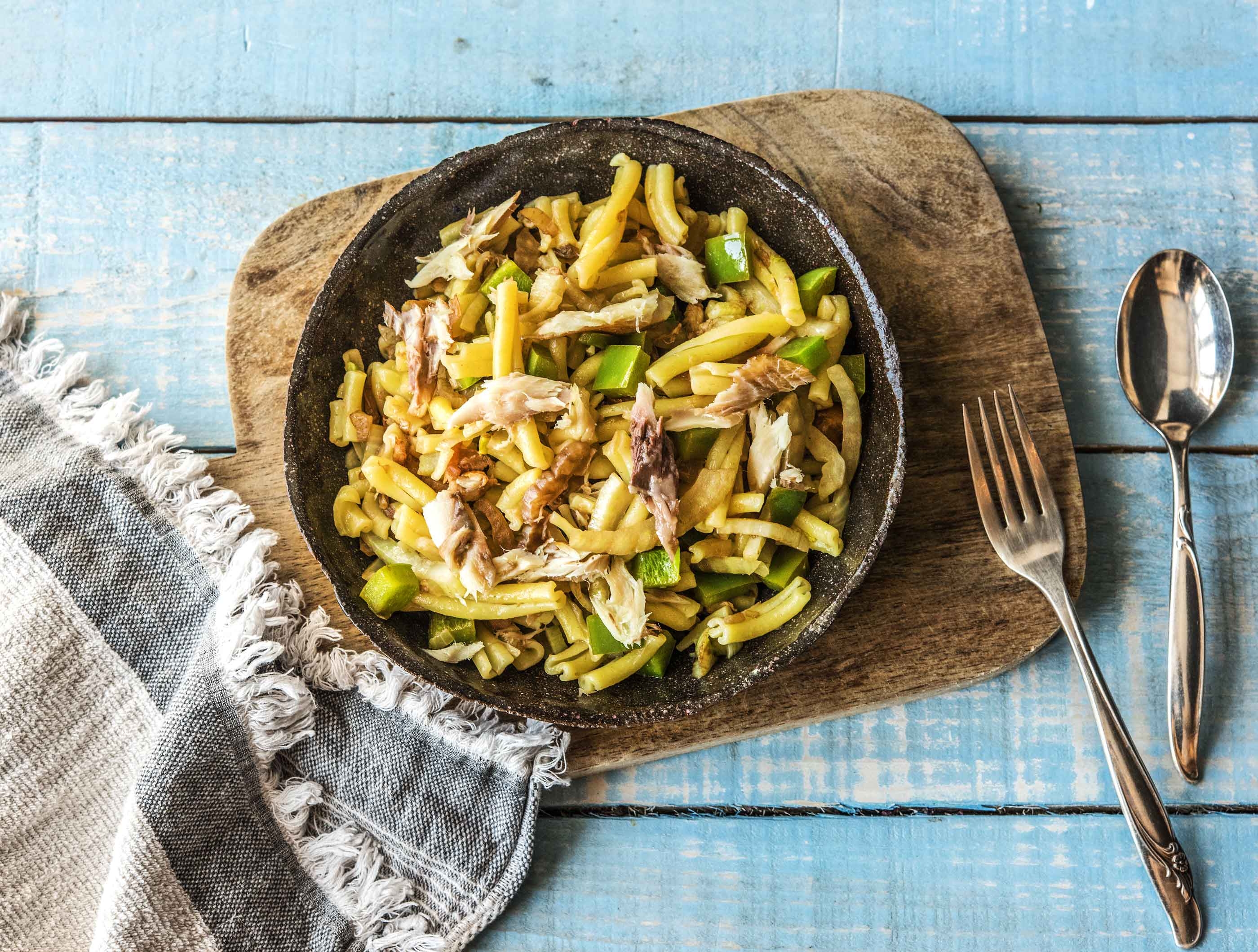 Gerookte makreel met venkel en pasta