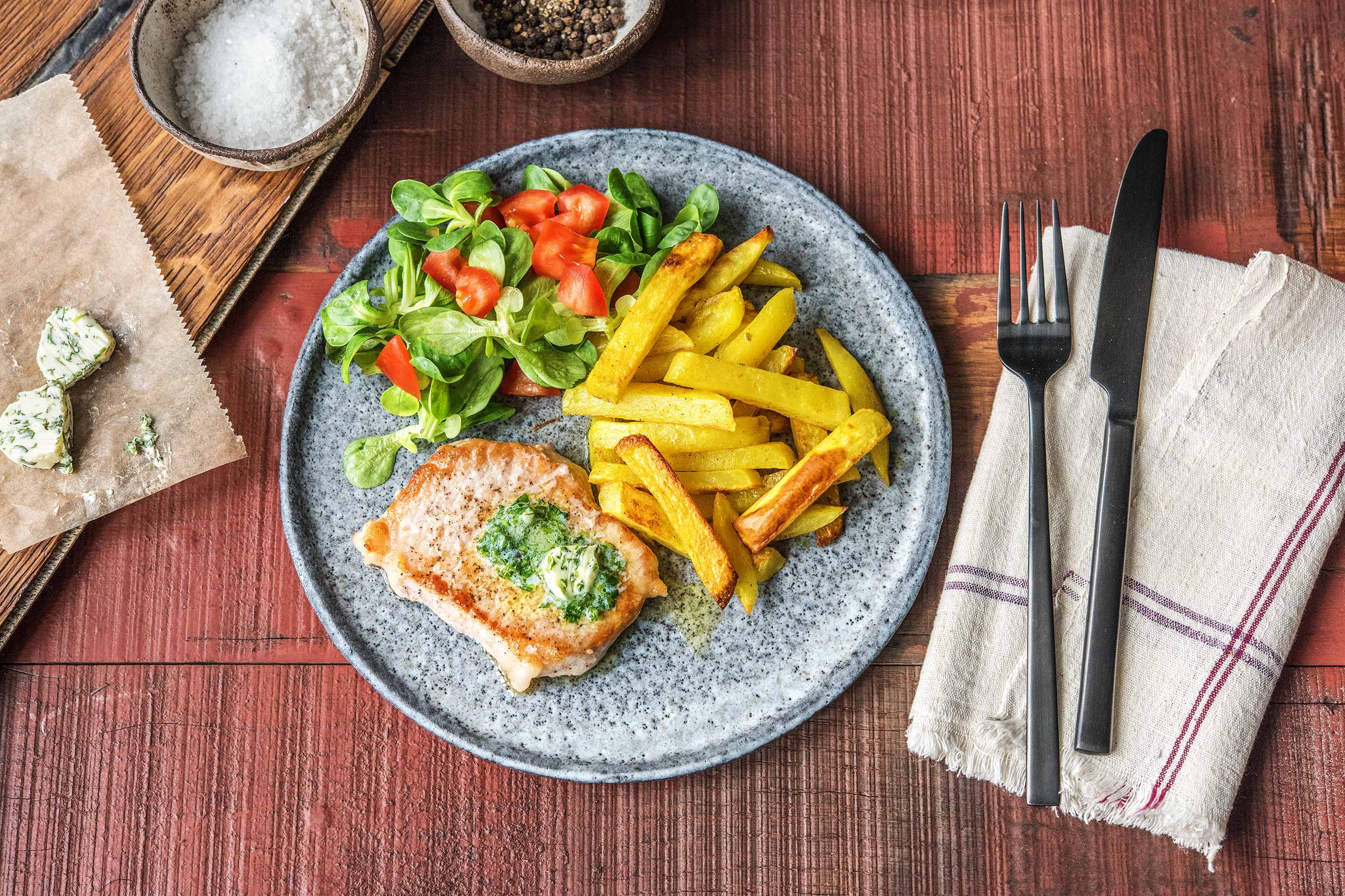 Schweinesteak mit Bratkartoffeln