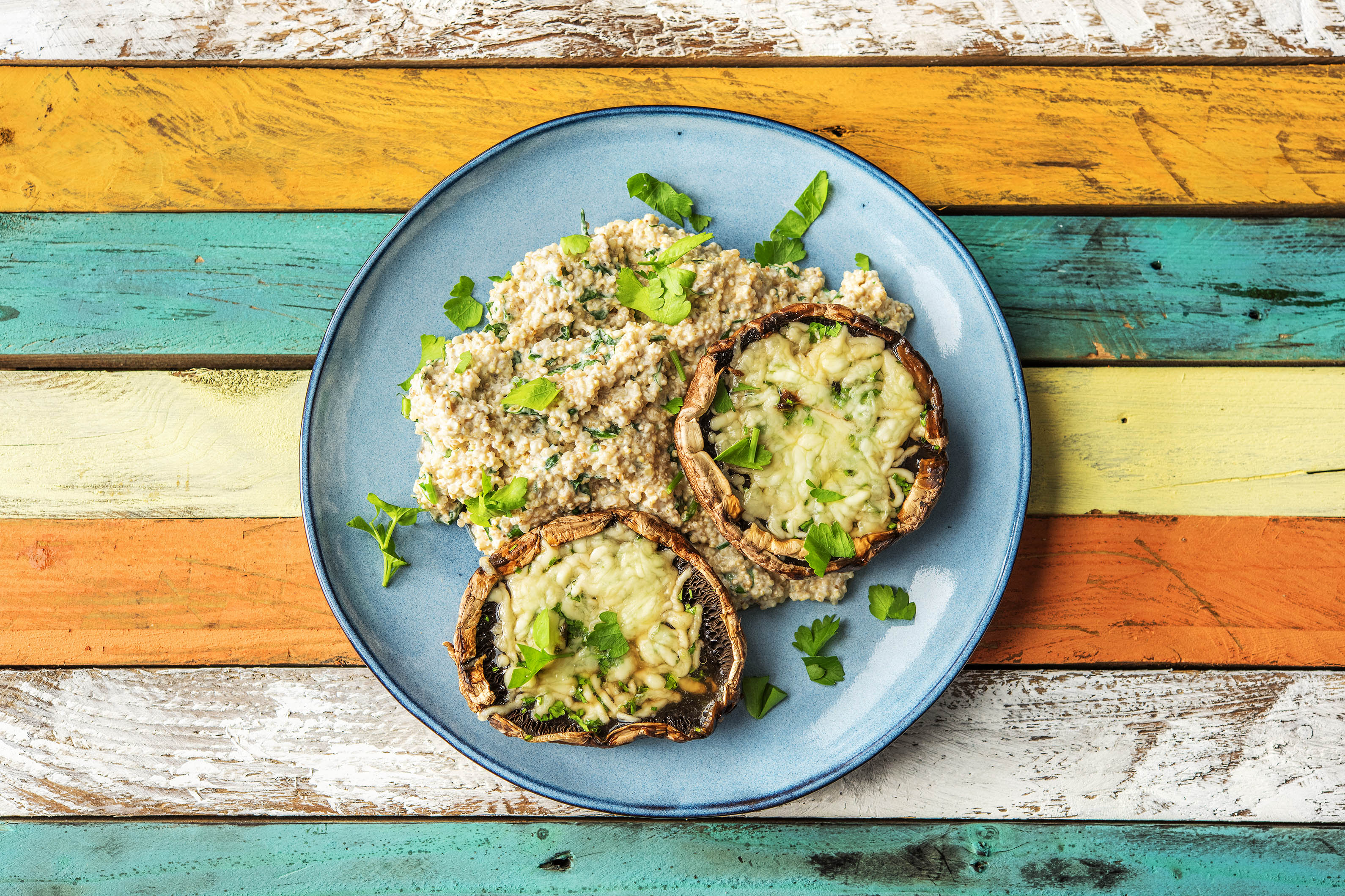 Spinat-Quisotto mit Portobello-Pilzen