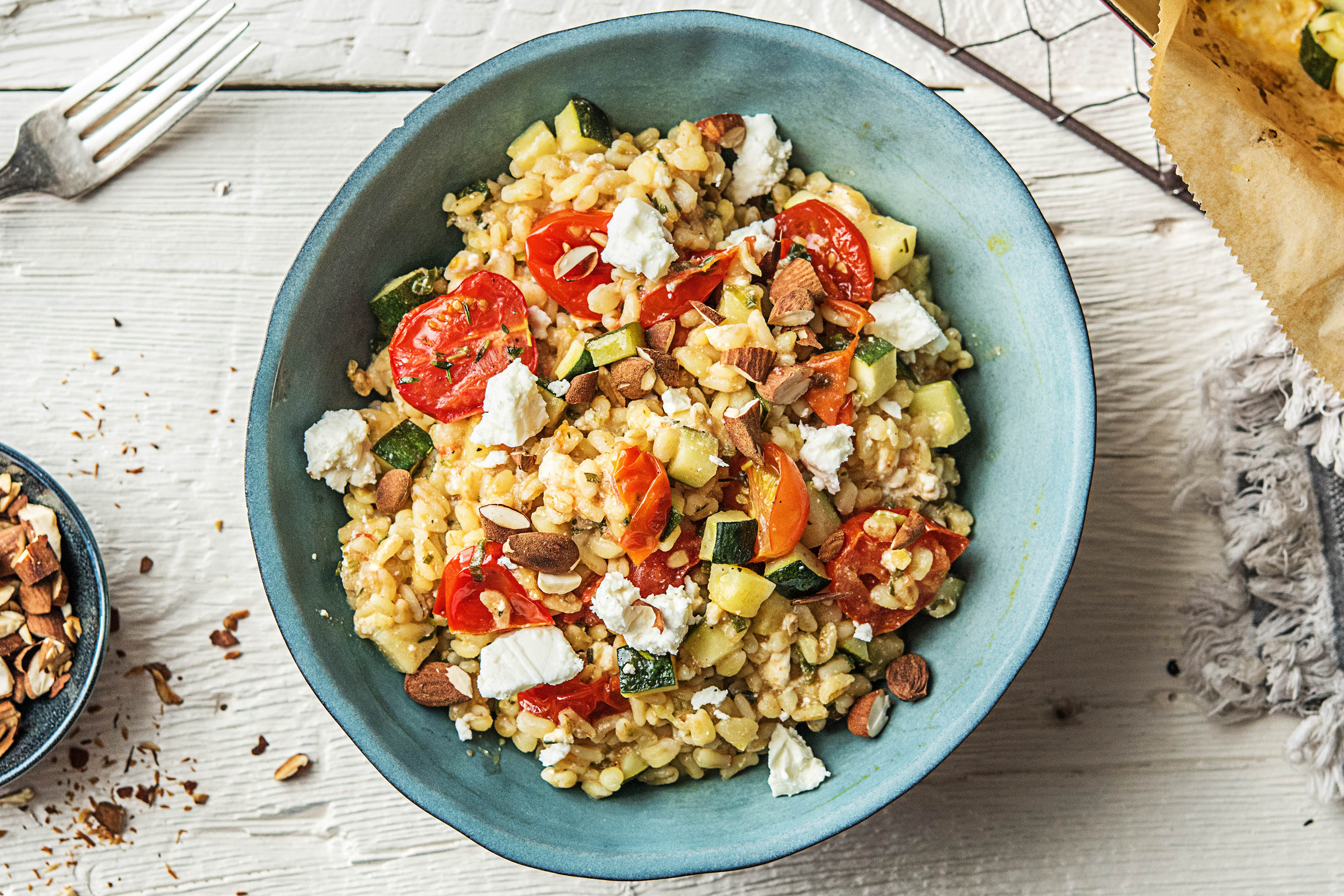 Orge mondé aux courgettes grillées