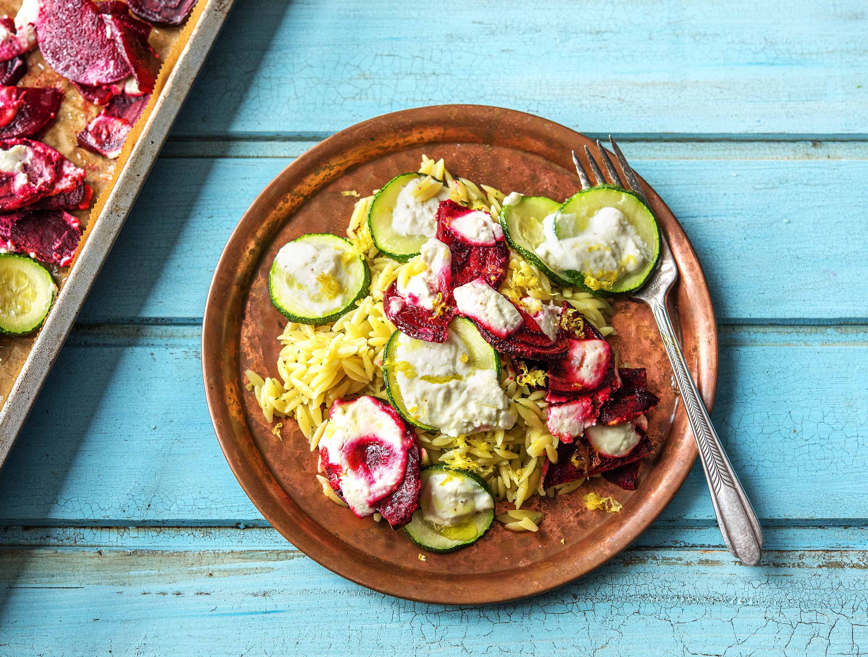 Orzo aux légumes rôtis et à la ricotta
