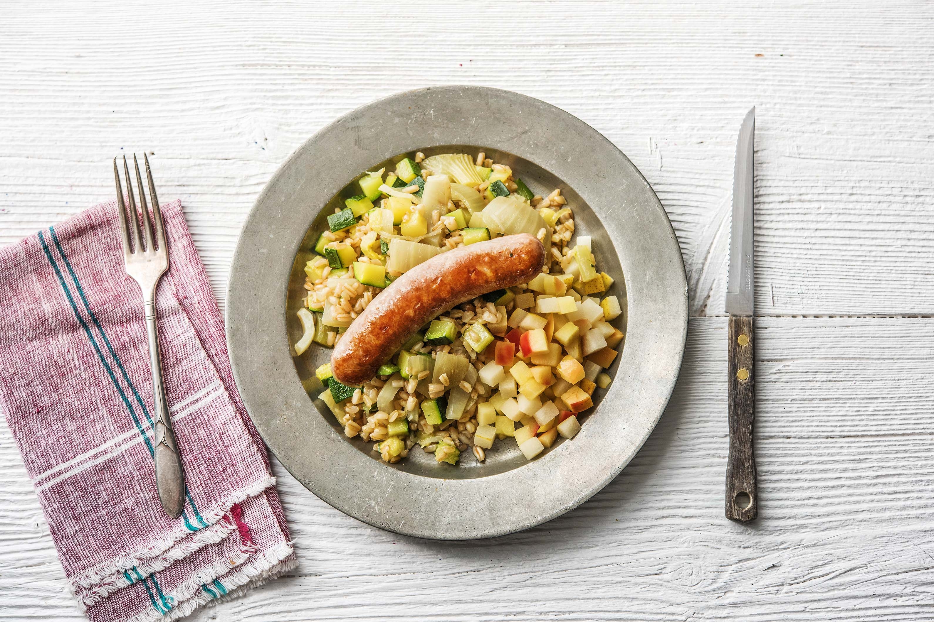 Saucisse de Toulouse dans sa sauce au cidre de pomme