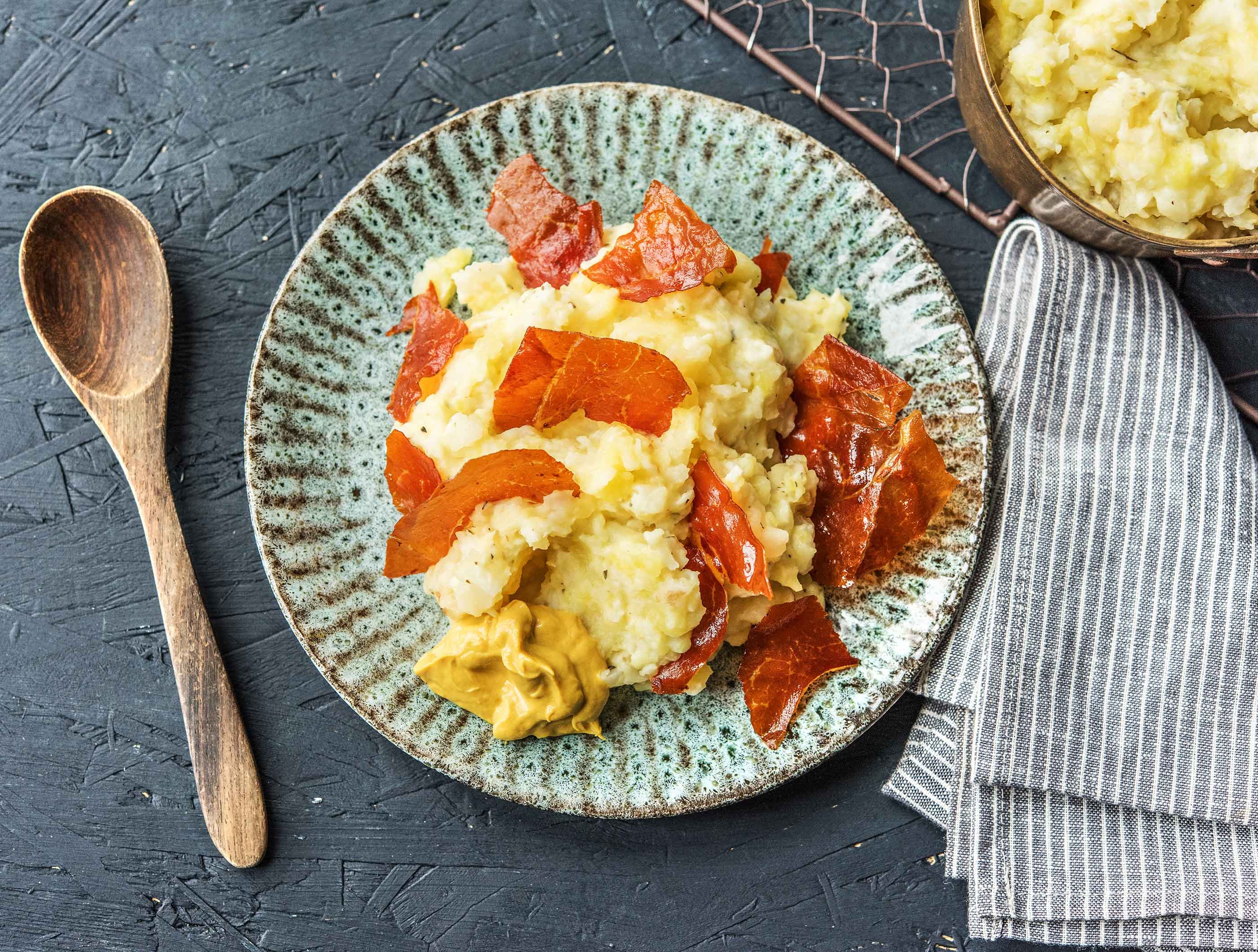Stoemp de céleri-rave au jambon serrano cuit