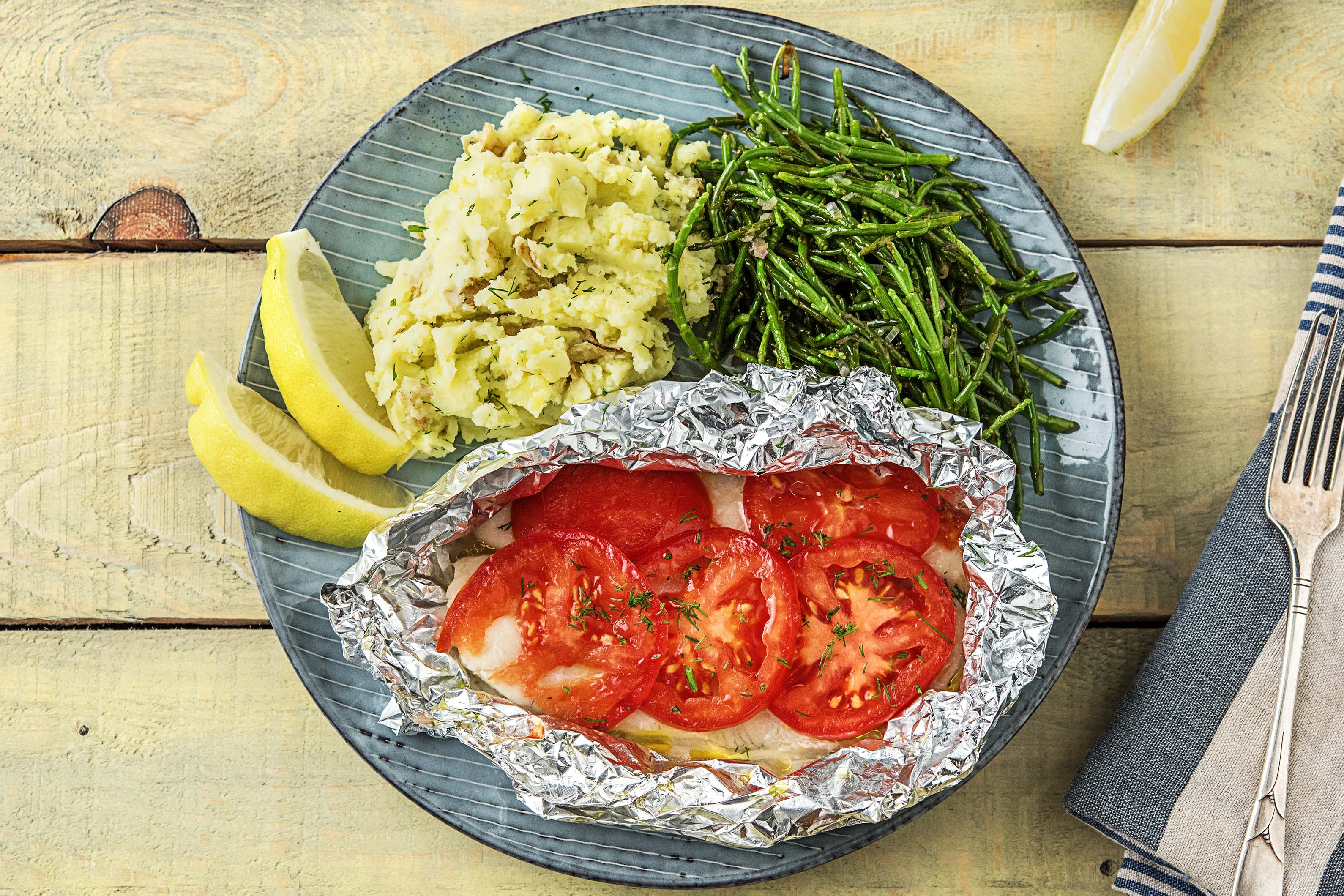 Papillote d'églefin aux salicornes