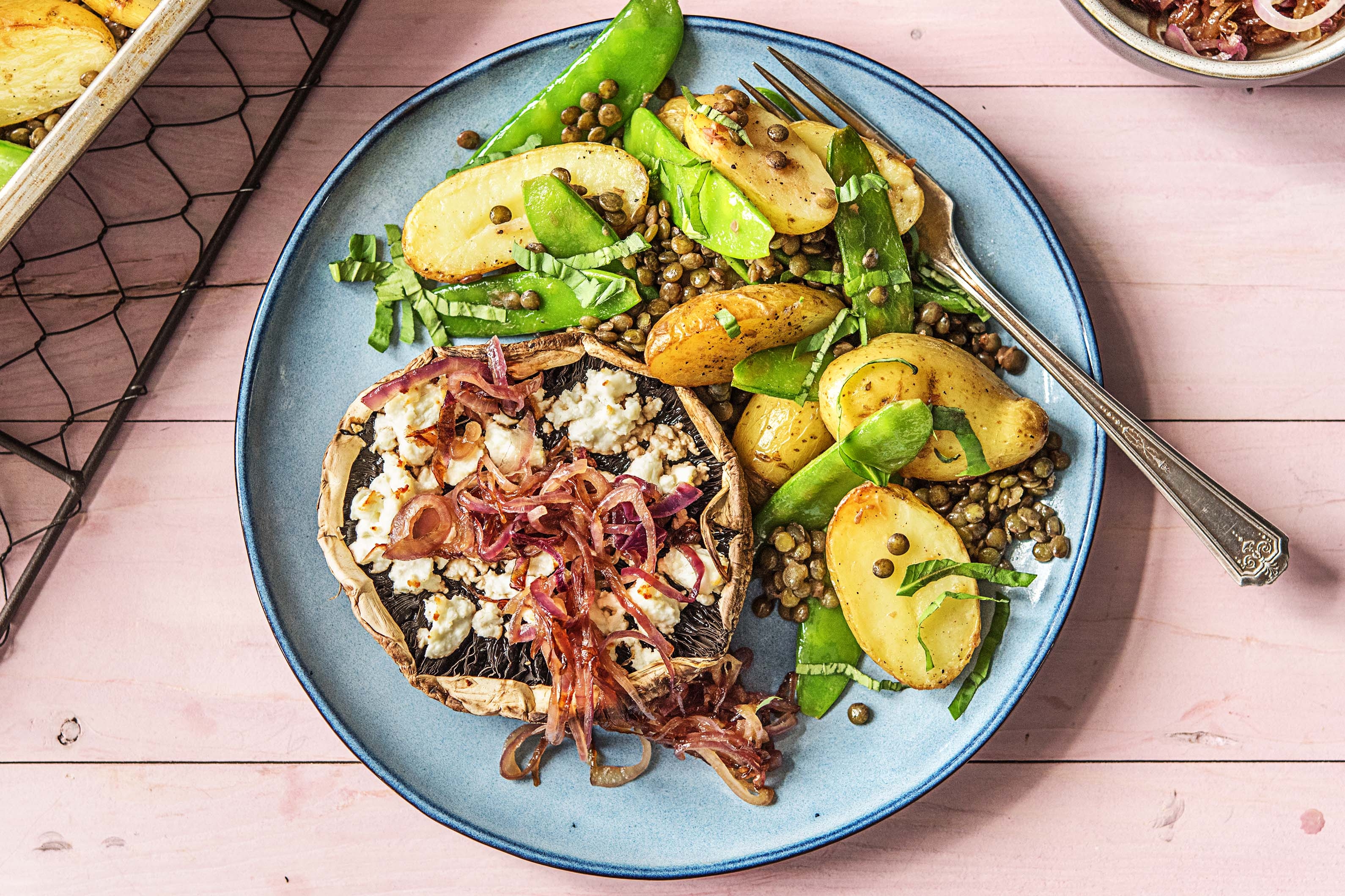 Portobello farci au chèvre et à l'oignon