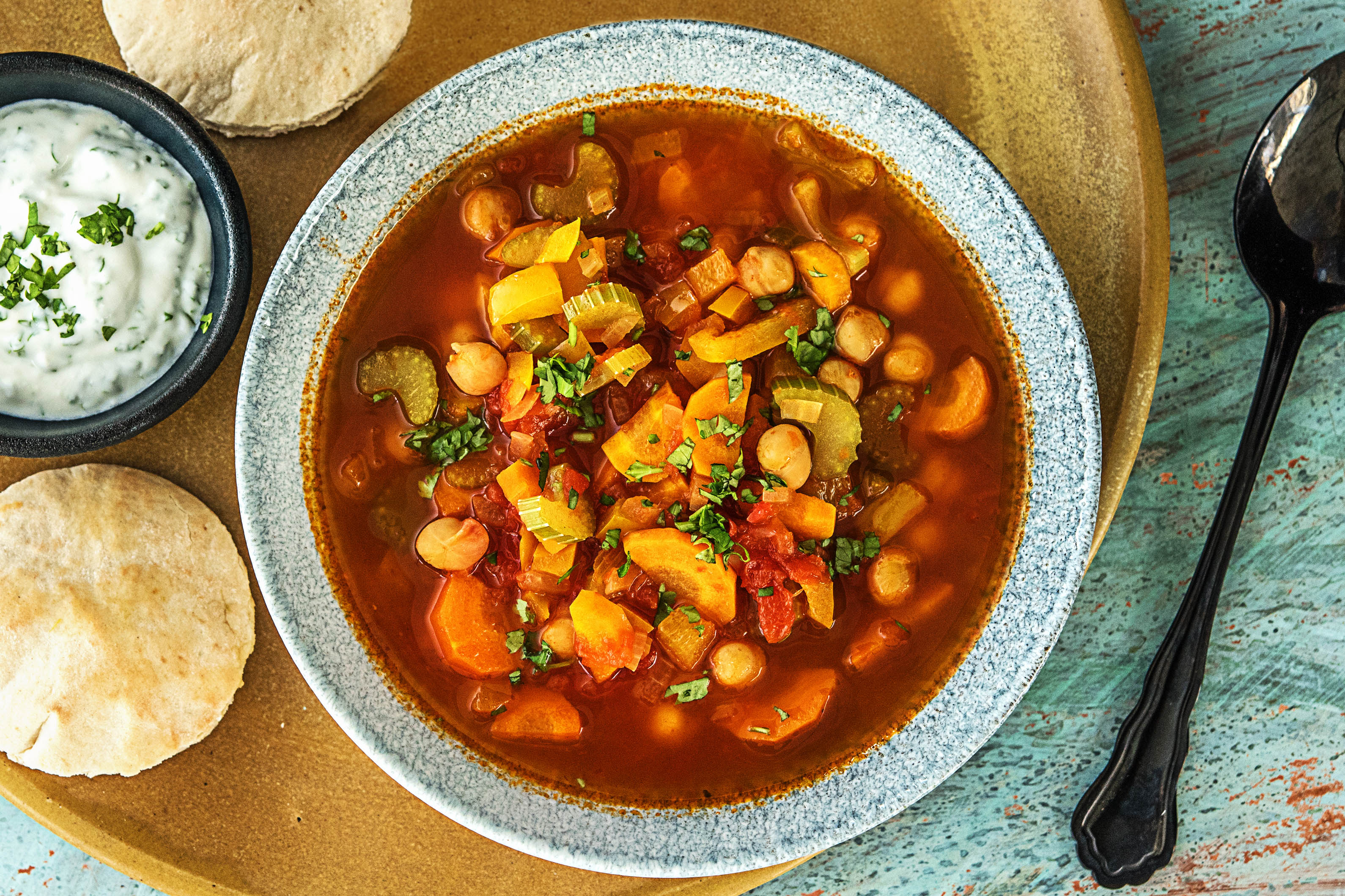 Marokkaanse tomatensoep met kikkererwten