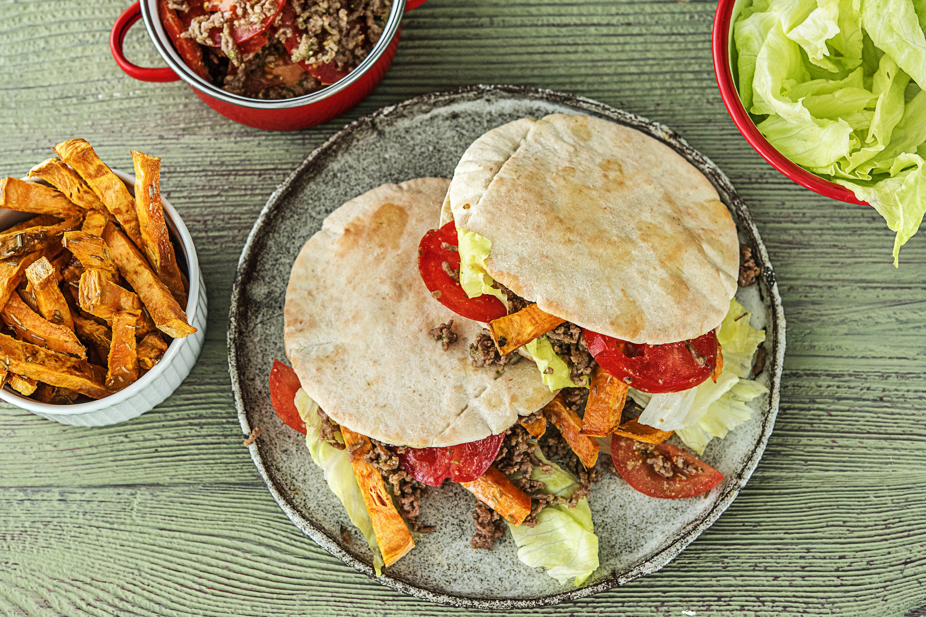 Pains pita farcis au bœuf haché à l’italienne