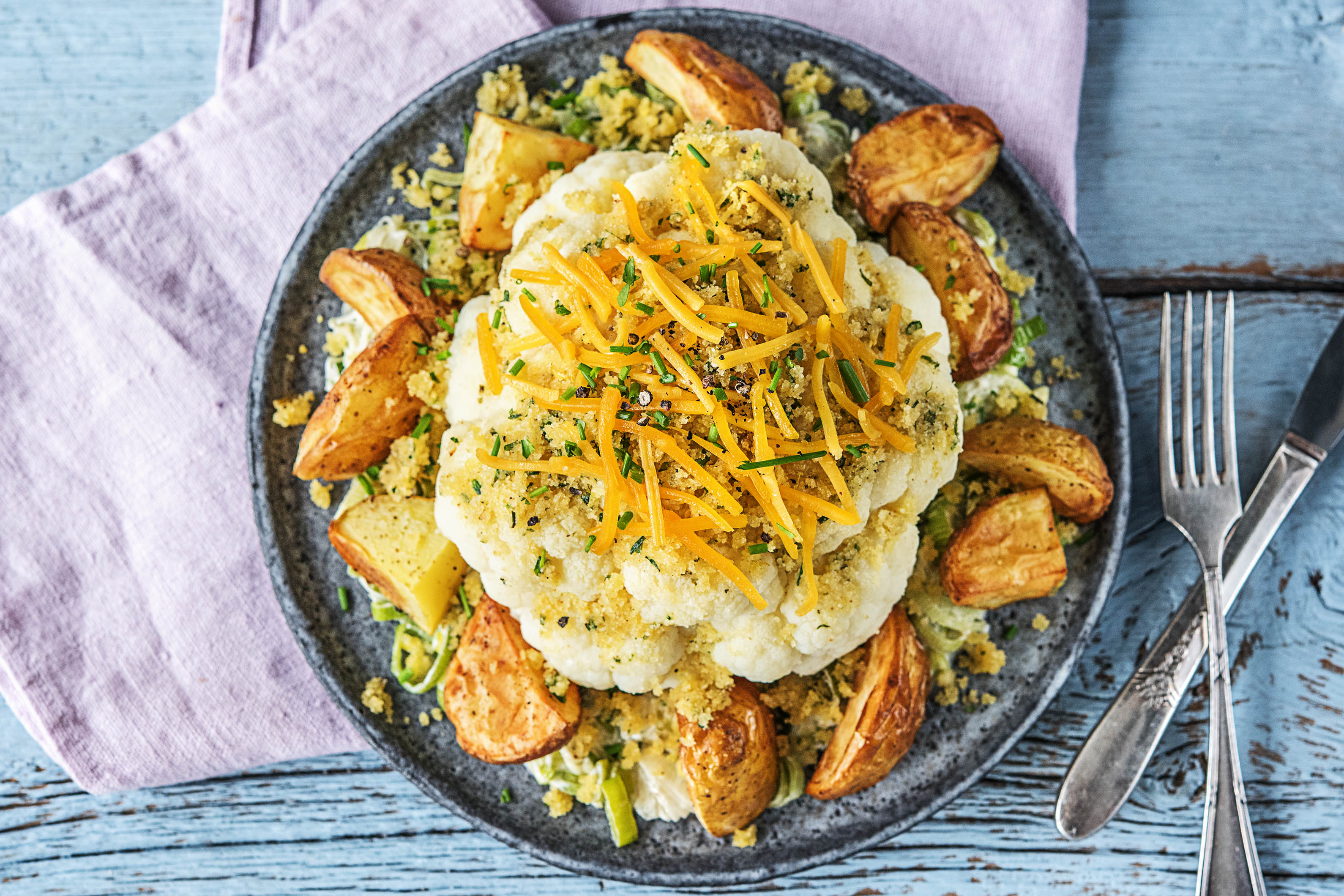 Blumenkohl mit Zitrus-Butter-Bröseln,