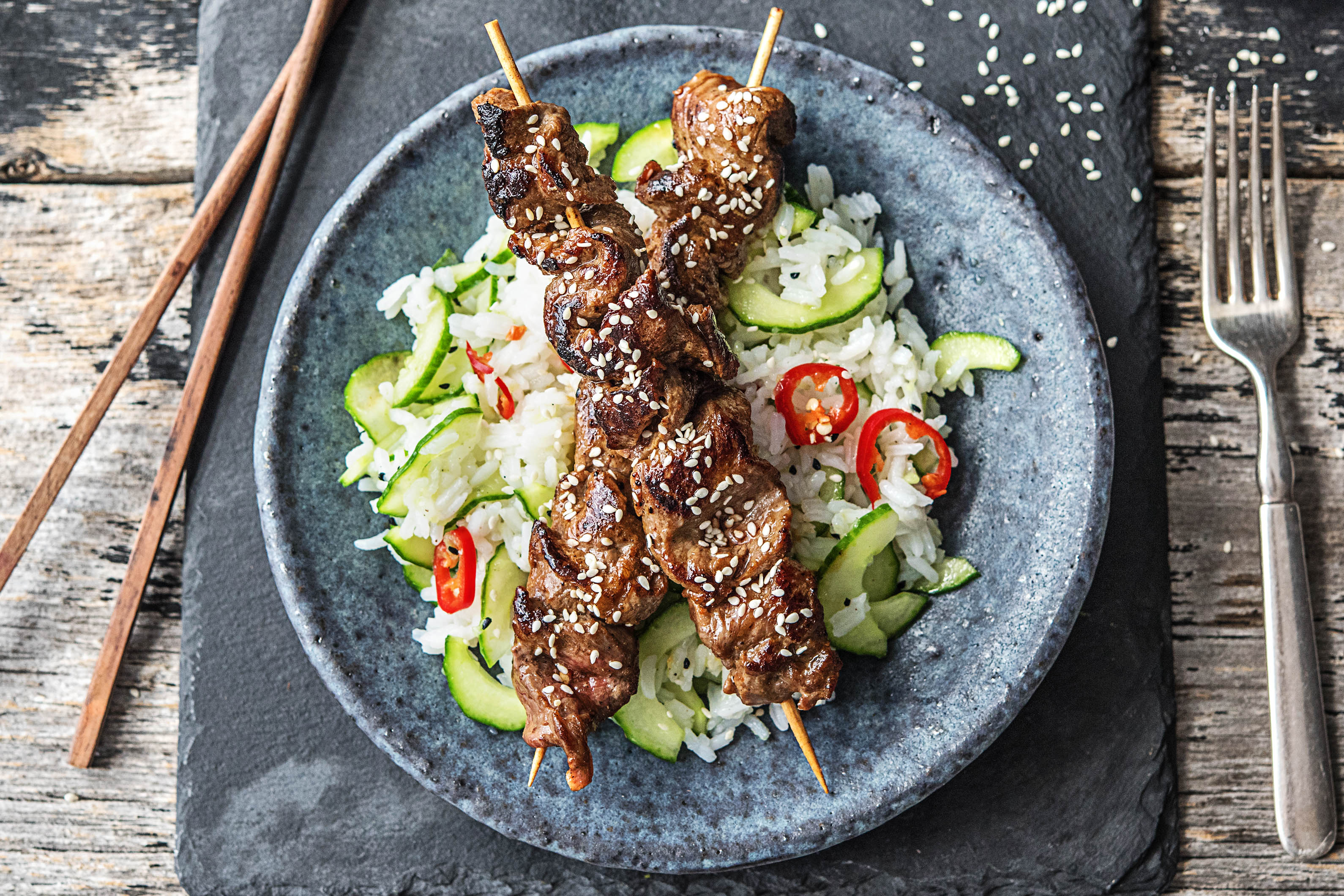 Asiatische Rindsspiessli