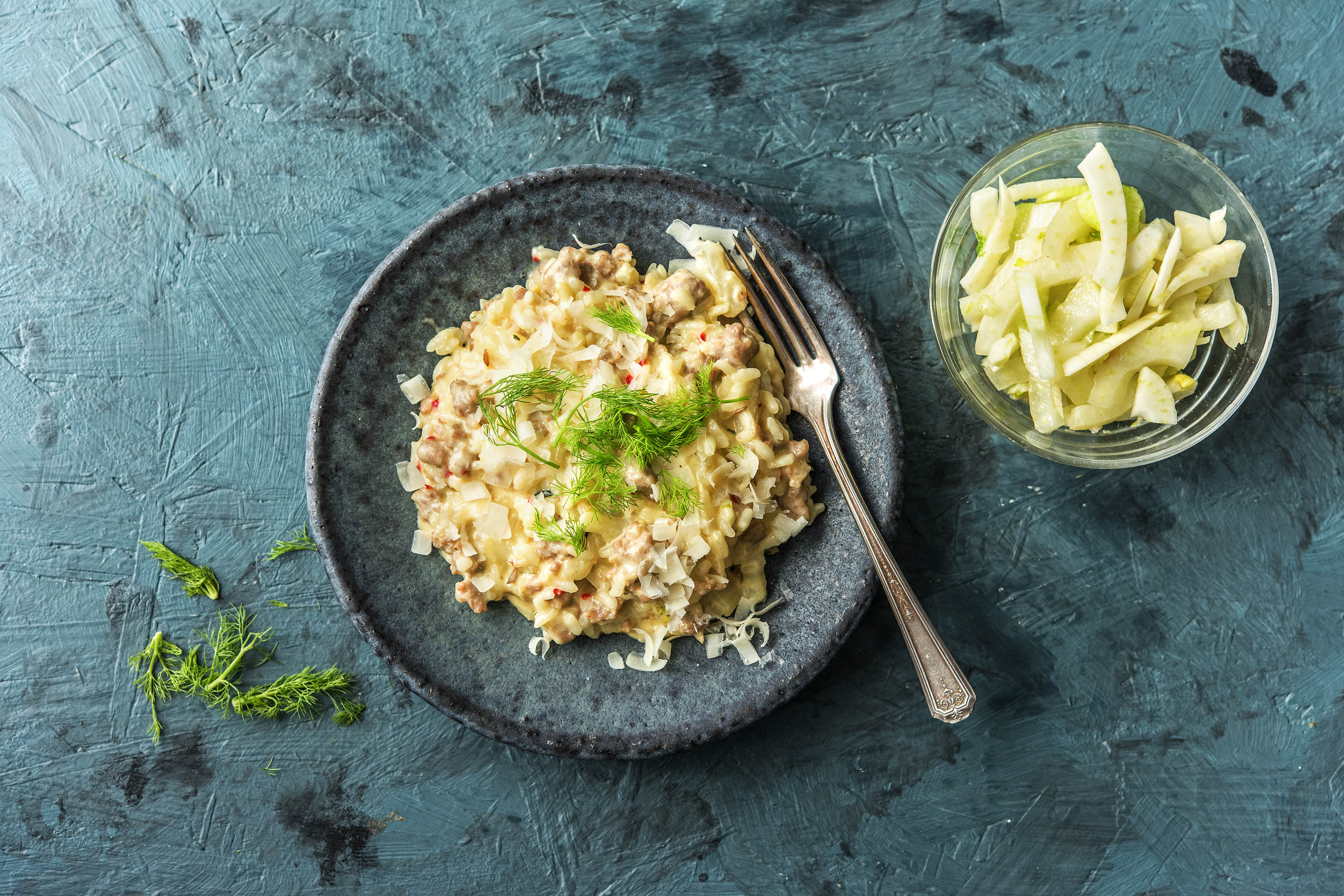Risotto au mascarpone et à la saucisse de porc épicée
