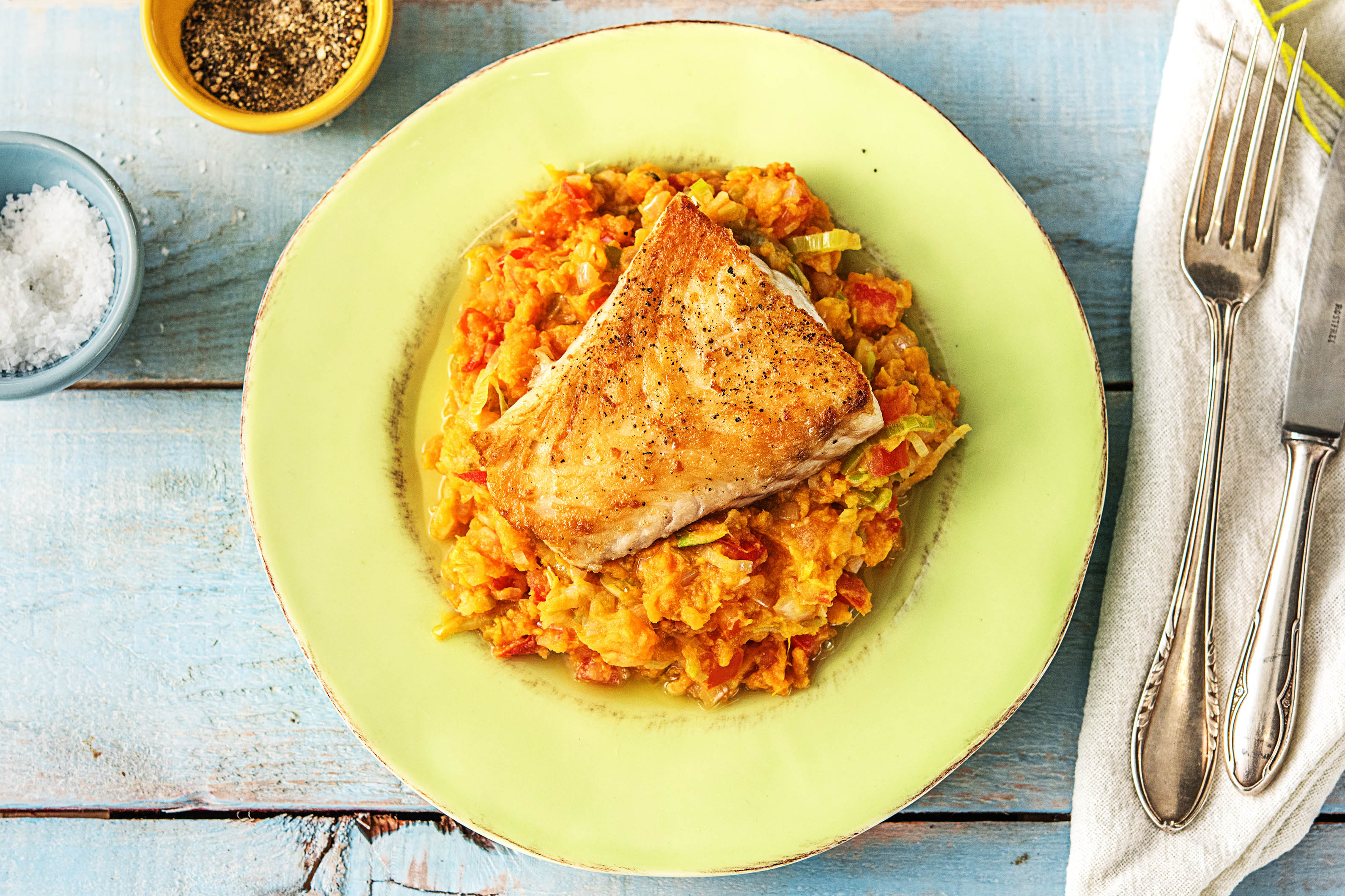 Victoriabaarsfilet met bataatstamppot