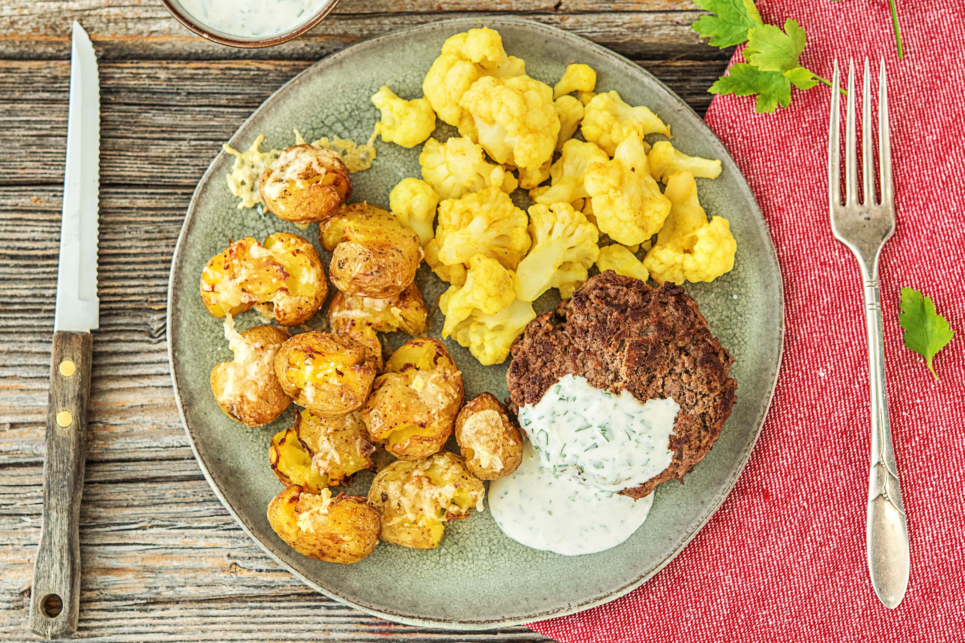 Tartaar van bavette met geplette krieltjes