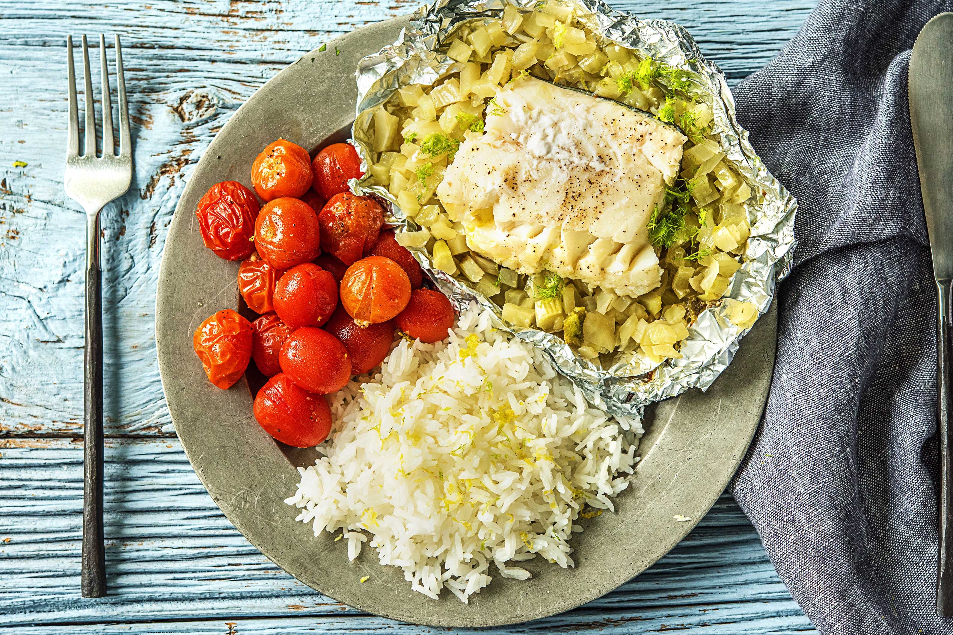 Papillote de cabillaud au fenouil
