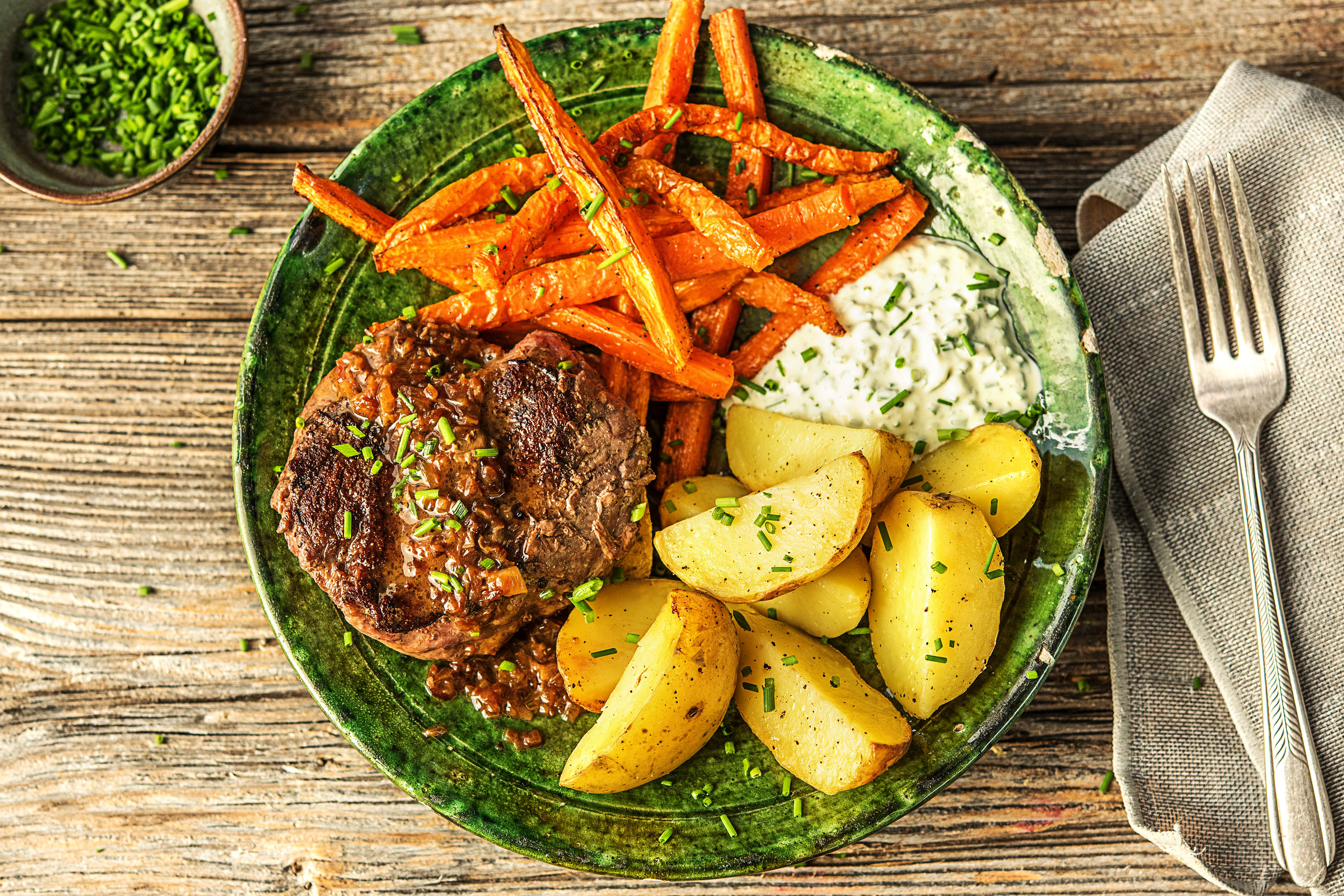 Escalope de bœuf au jus d'échalotes