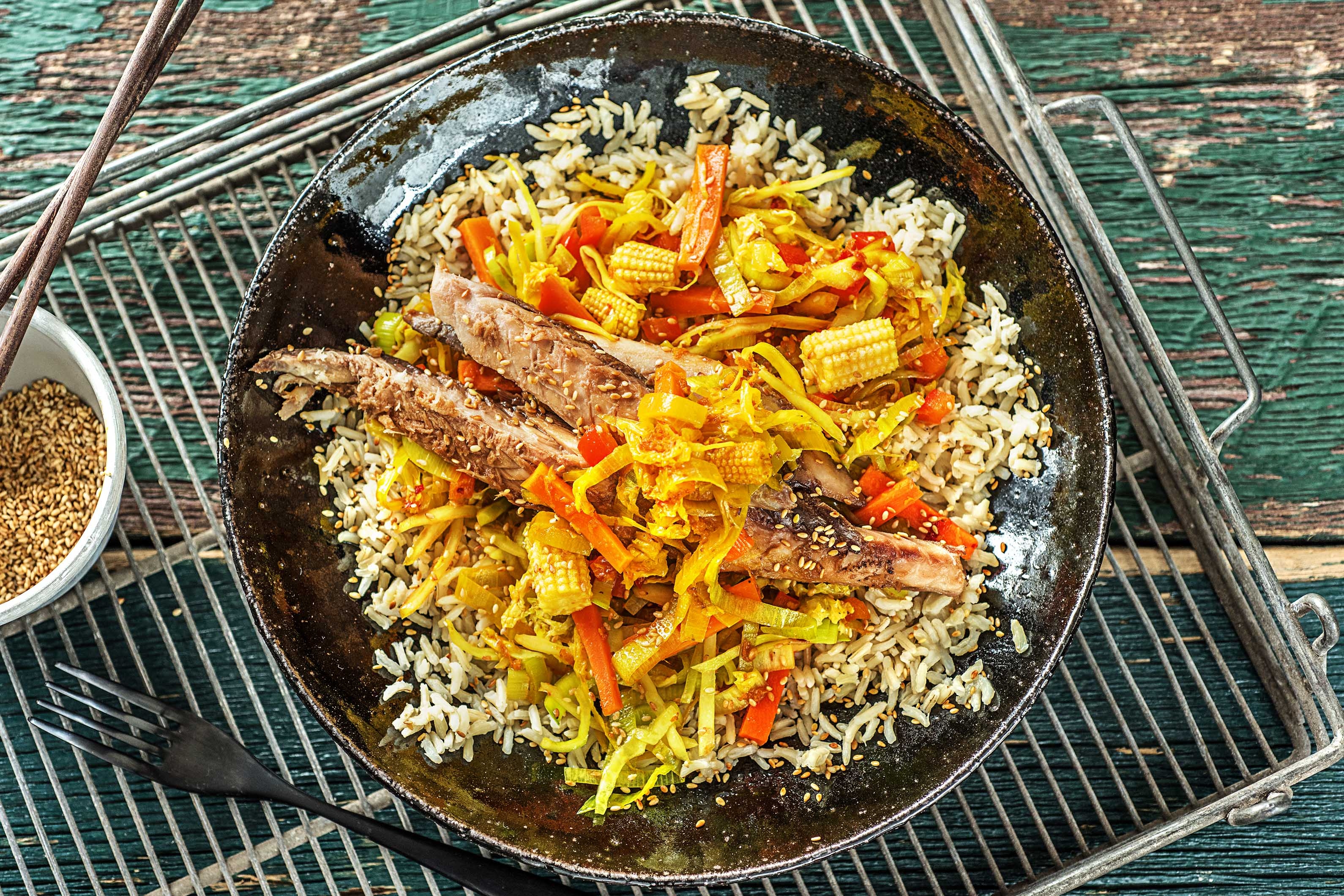 Gerookte makreelfilet met zelfgemaakte atjar