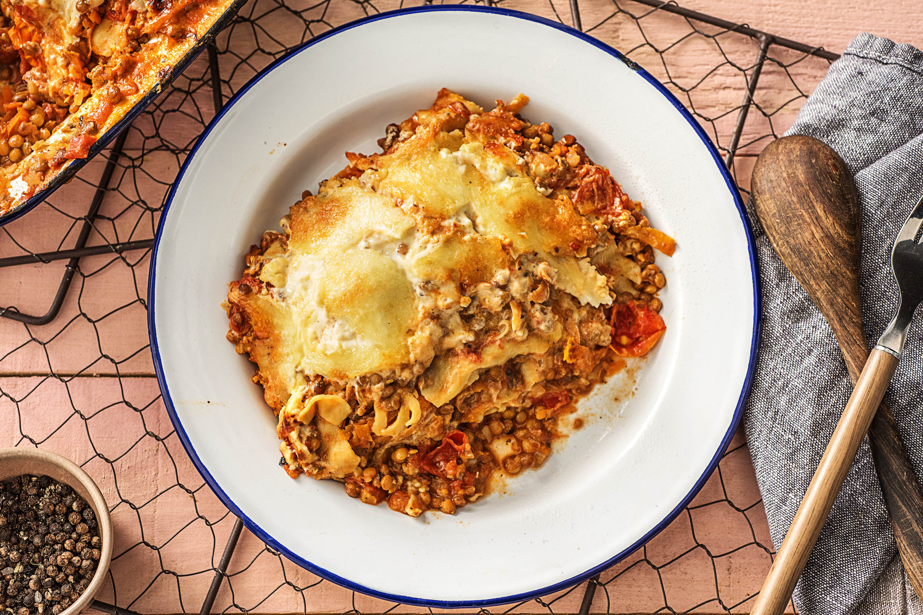 Gemüselasagne mit Linsen,