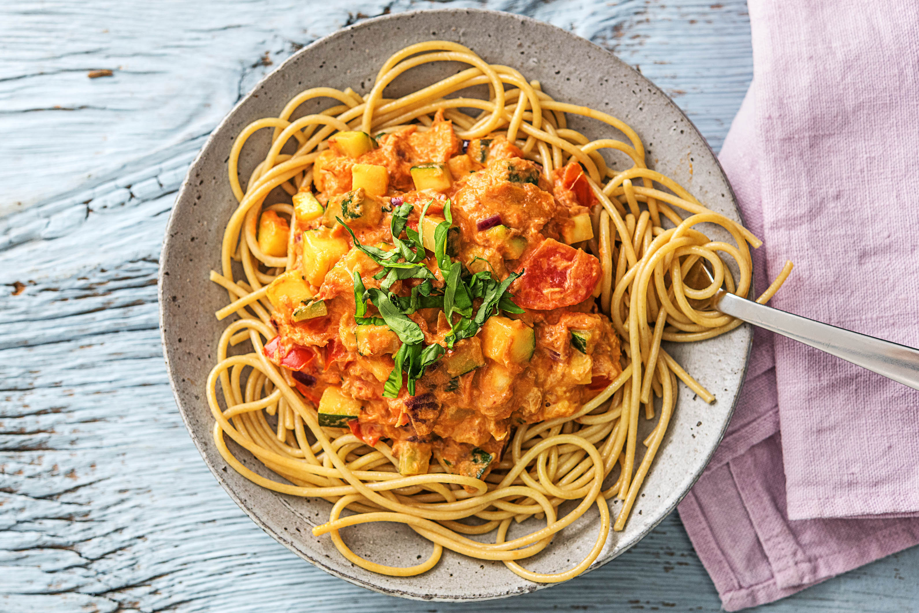 Spaghetti complets crémeux au maquereau