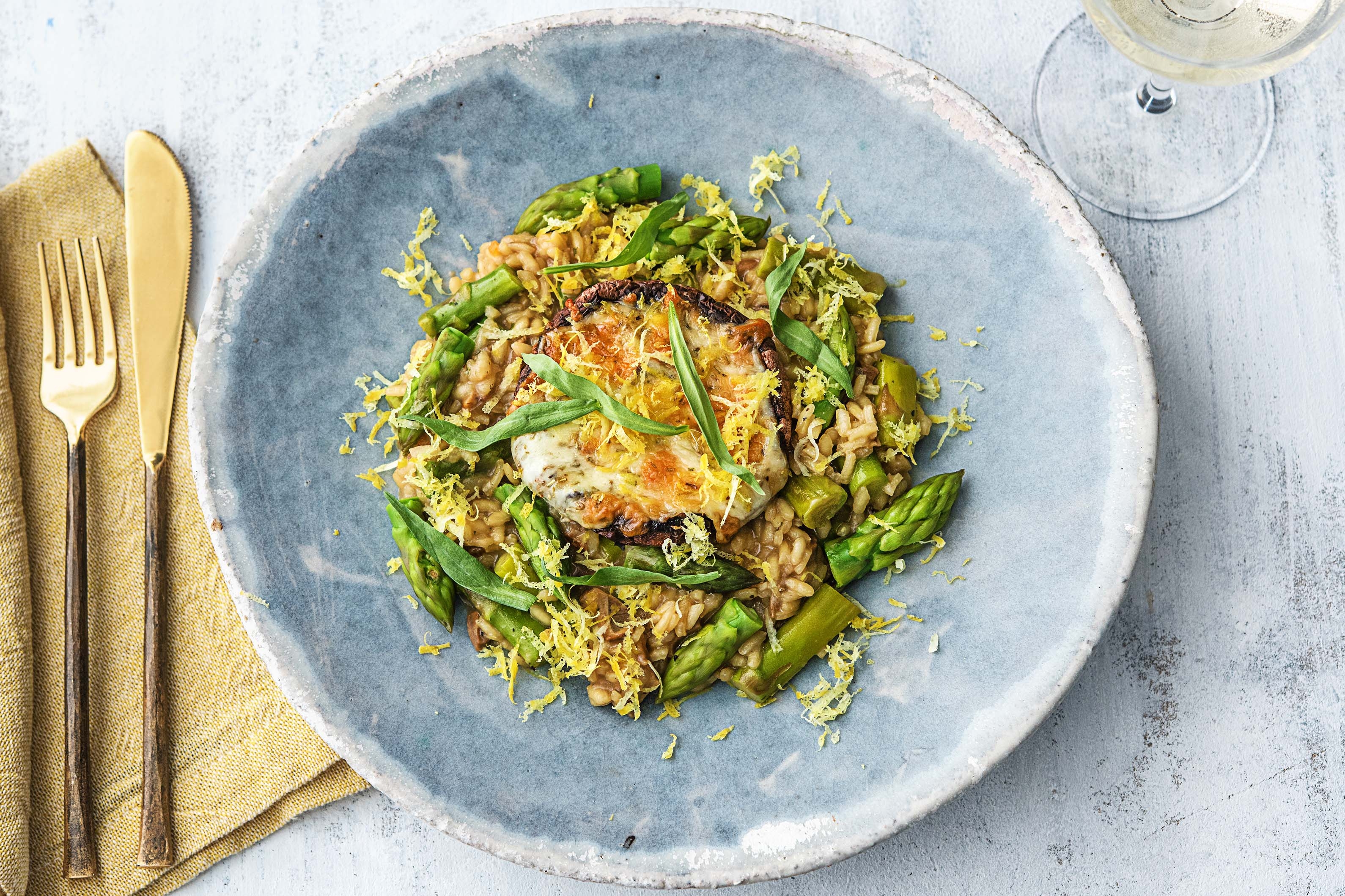 Risotto met groene asperges en eekhoorntjesbrood
