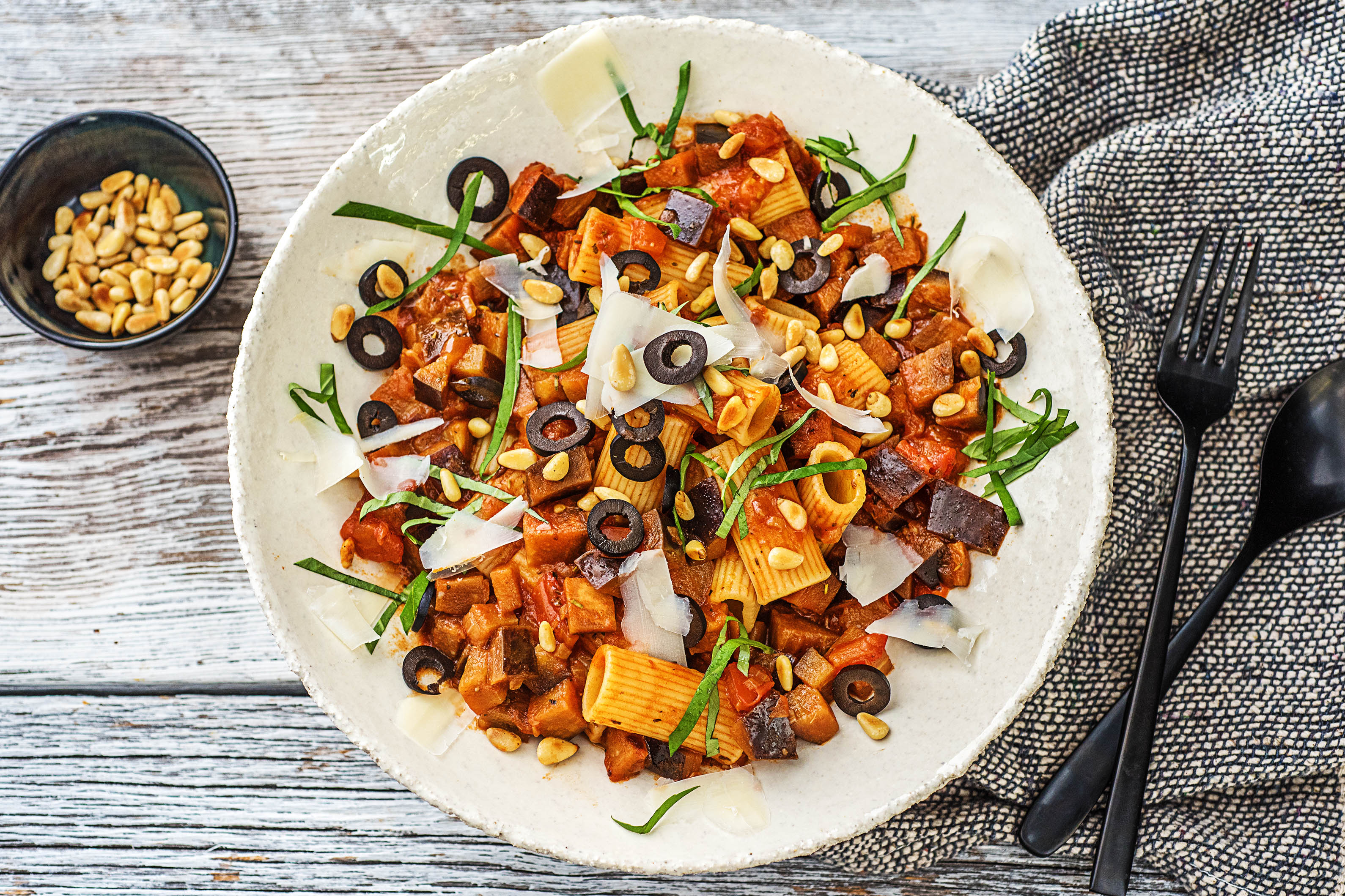 Rigatoni sauce tomate et aubergine