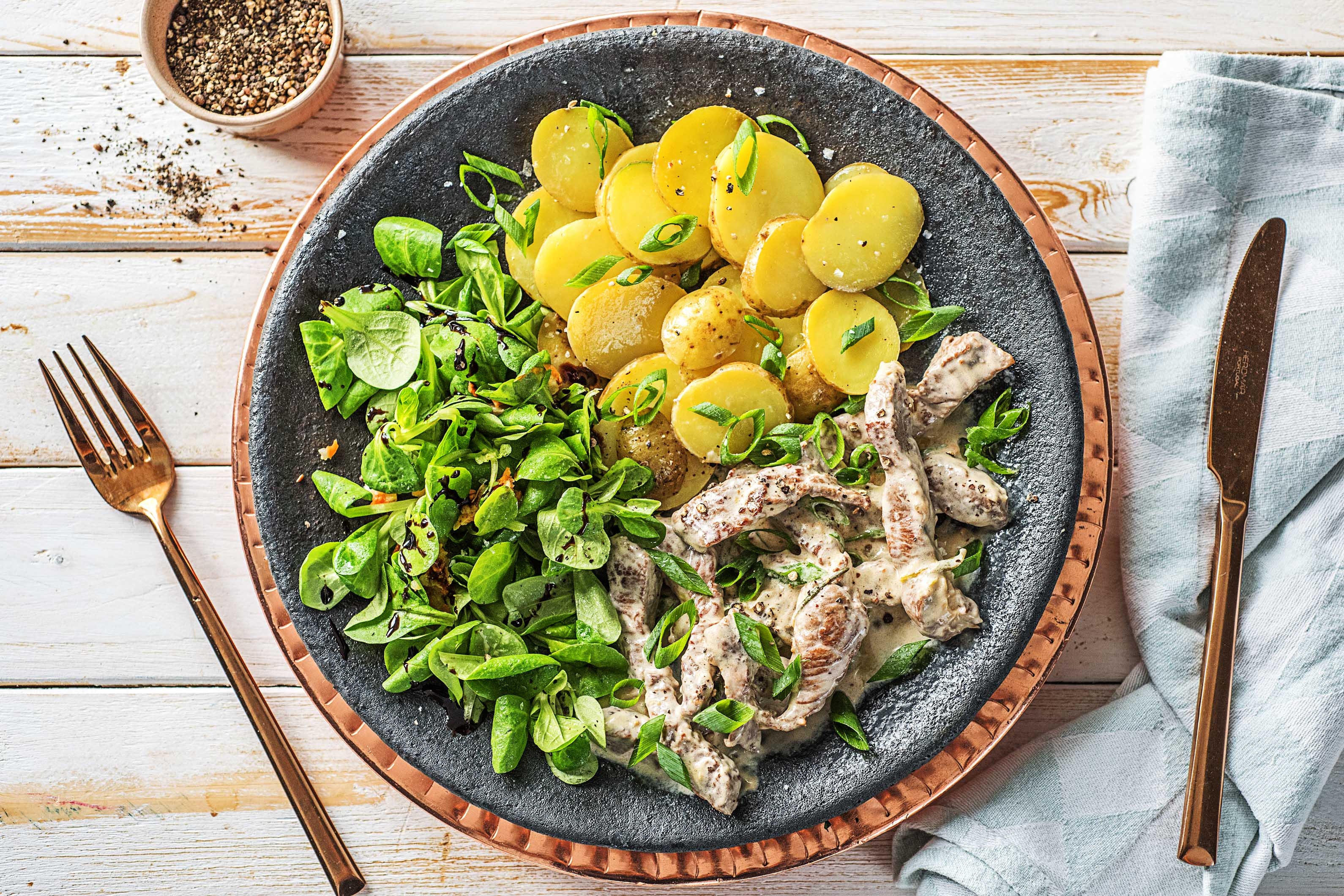 Rindergeschnetzeltes in Rosmarinsoße