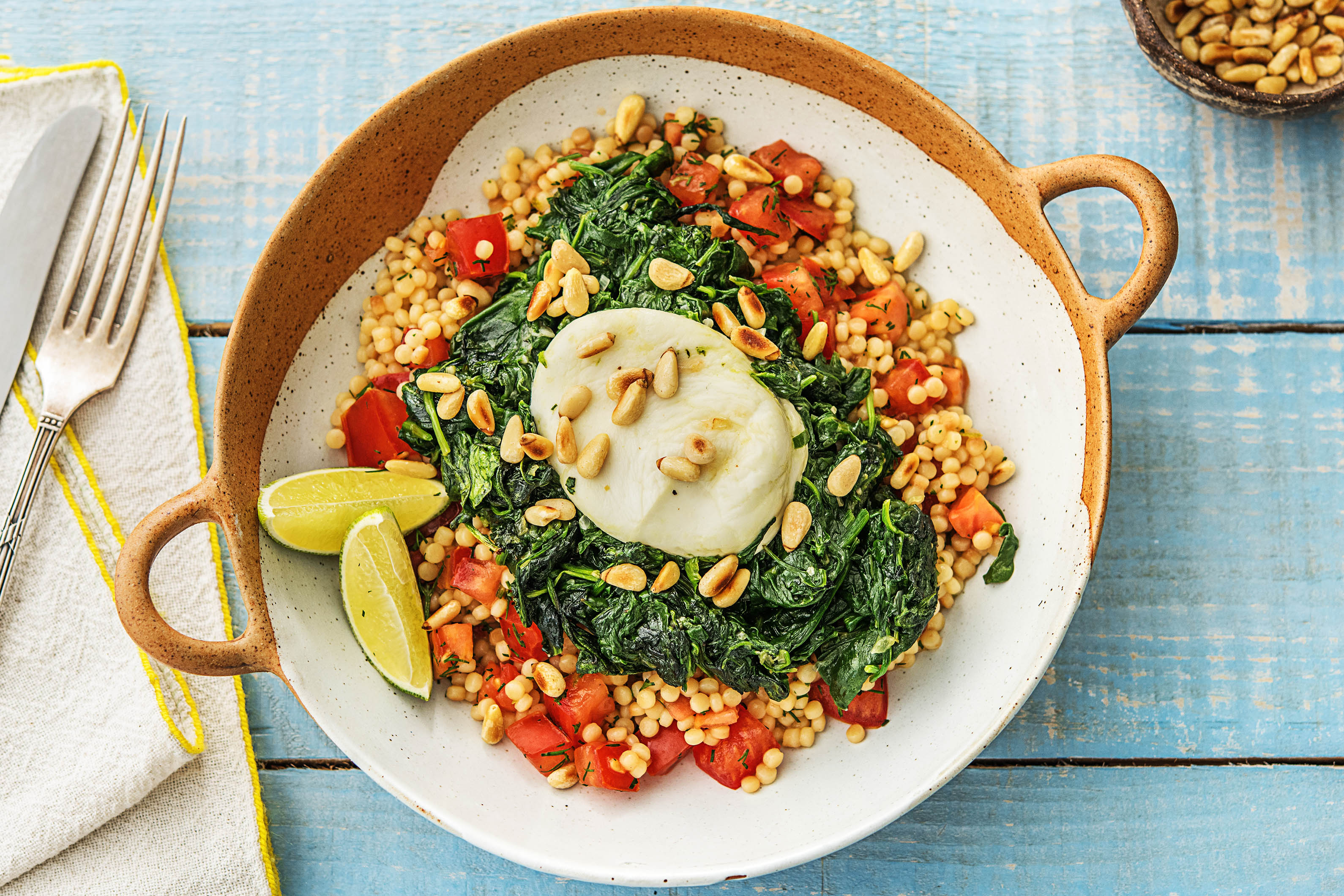 Buffelmozzarella en spinazie uit de oven