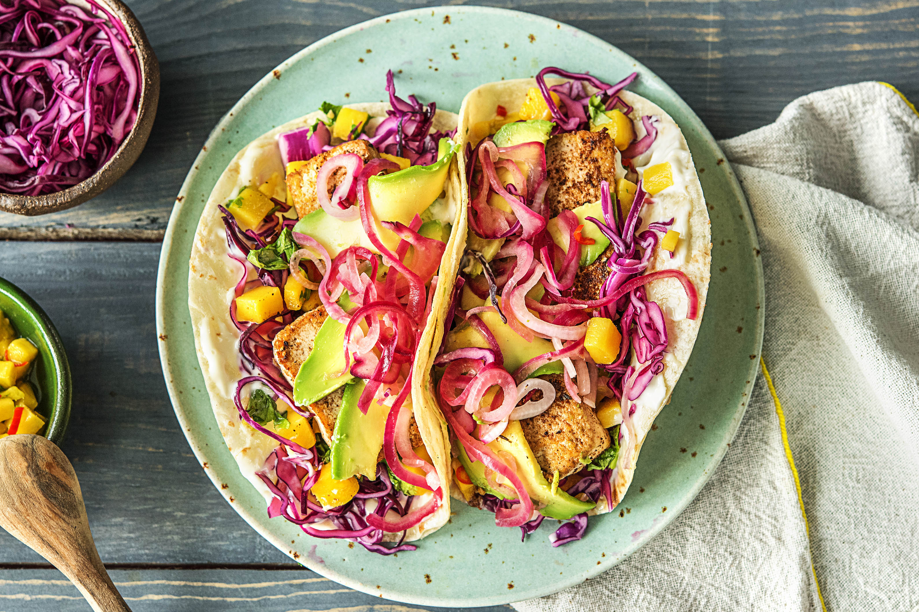 Scharfe Tacos mit mariniertem Tofu,