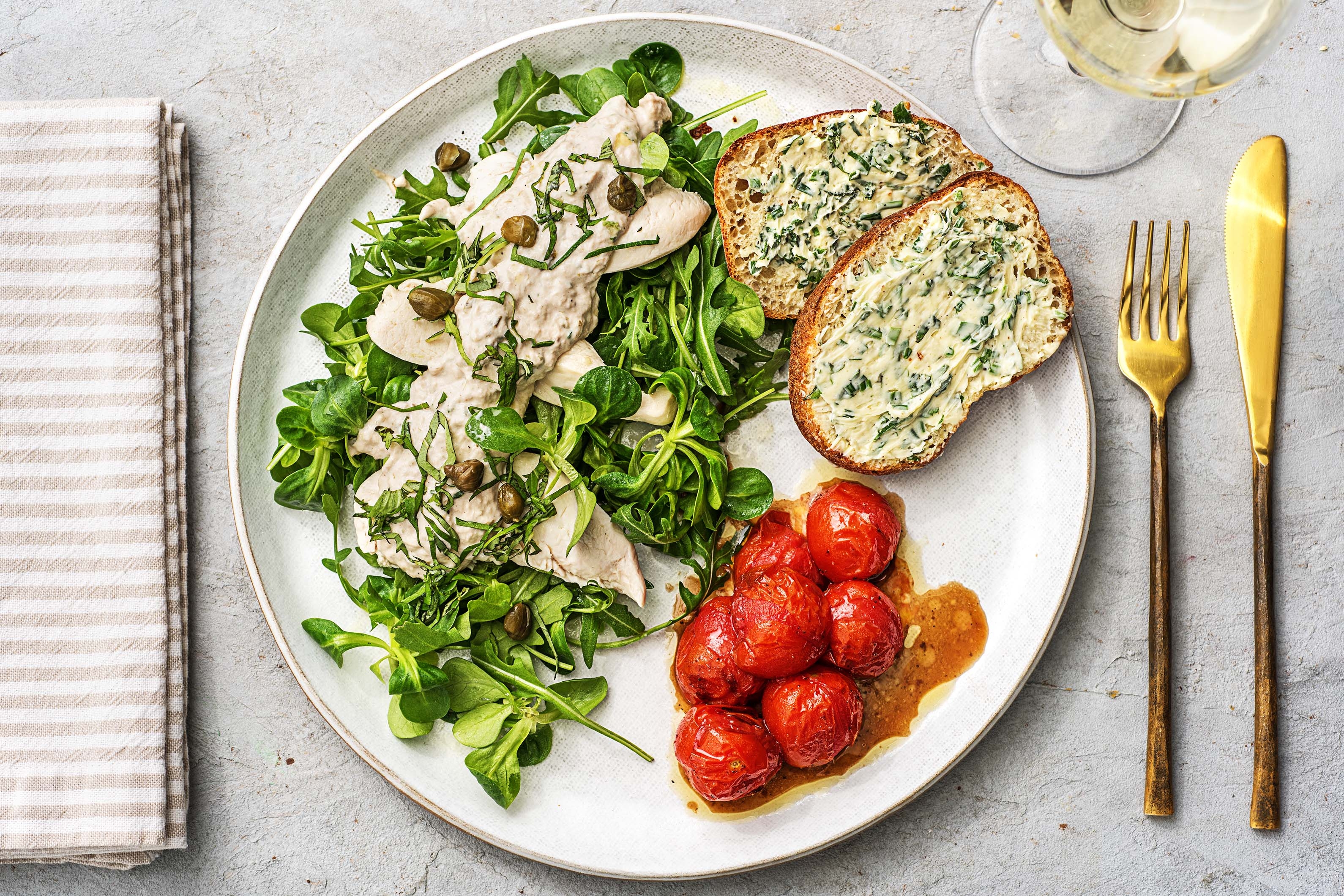 Pollo tonnato et pain au levain