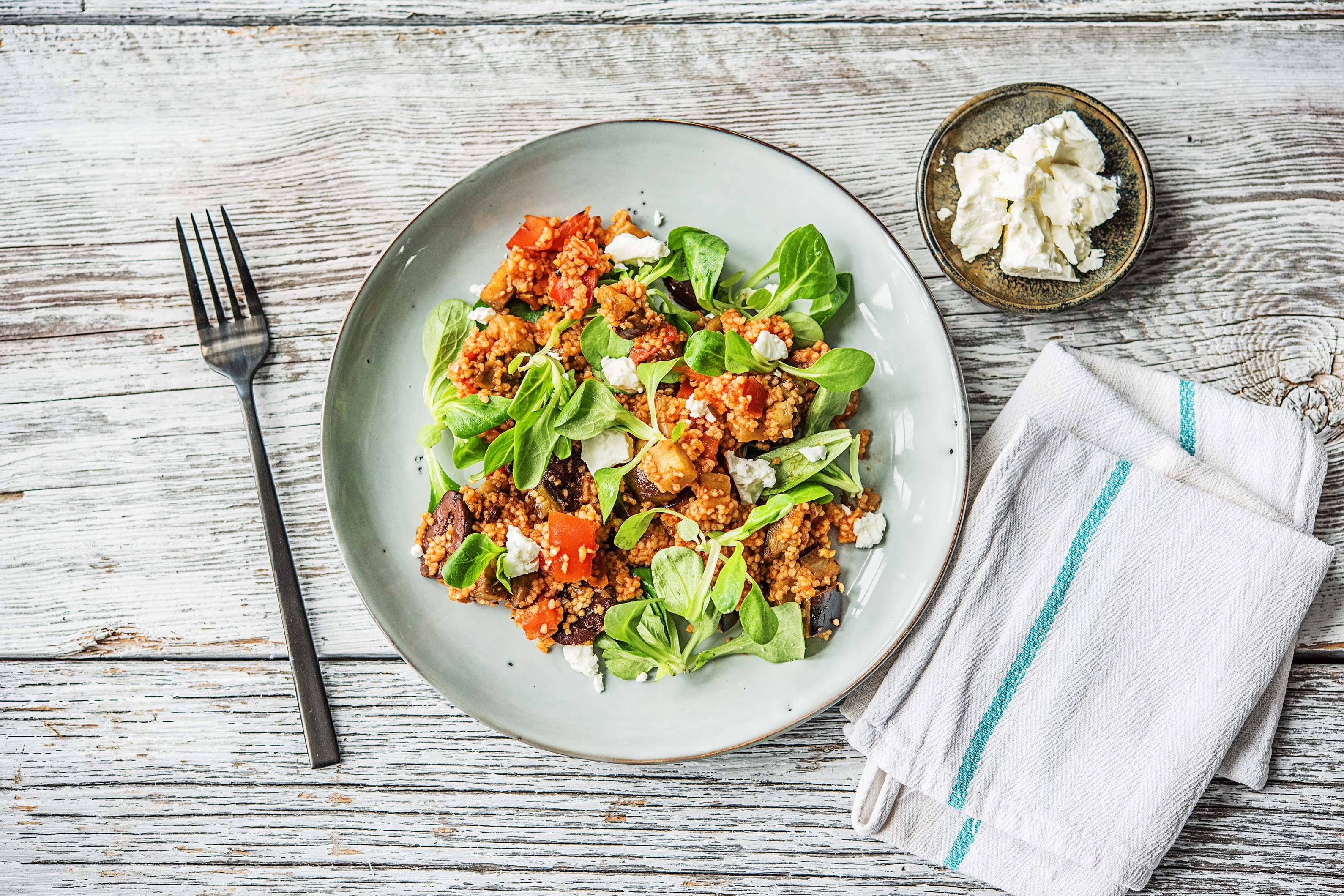 Couscous piquant à la harissa et à la feta